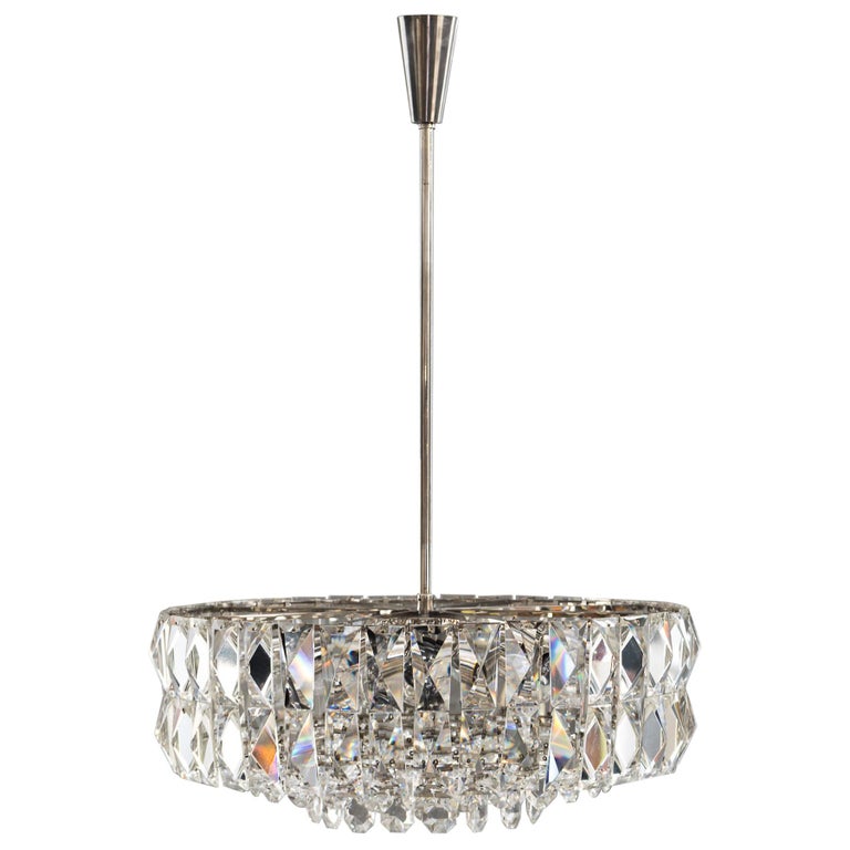 Bakalowits Nickel Crystal Chandelier, circa 1950s For Sale at 1stDibs