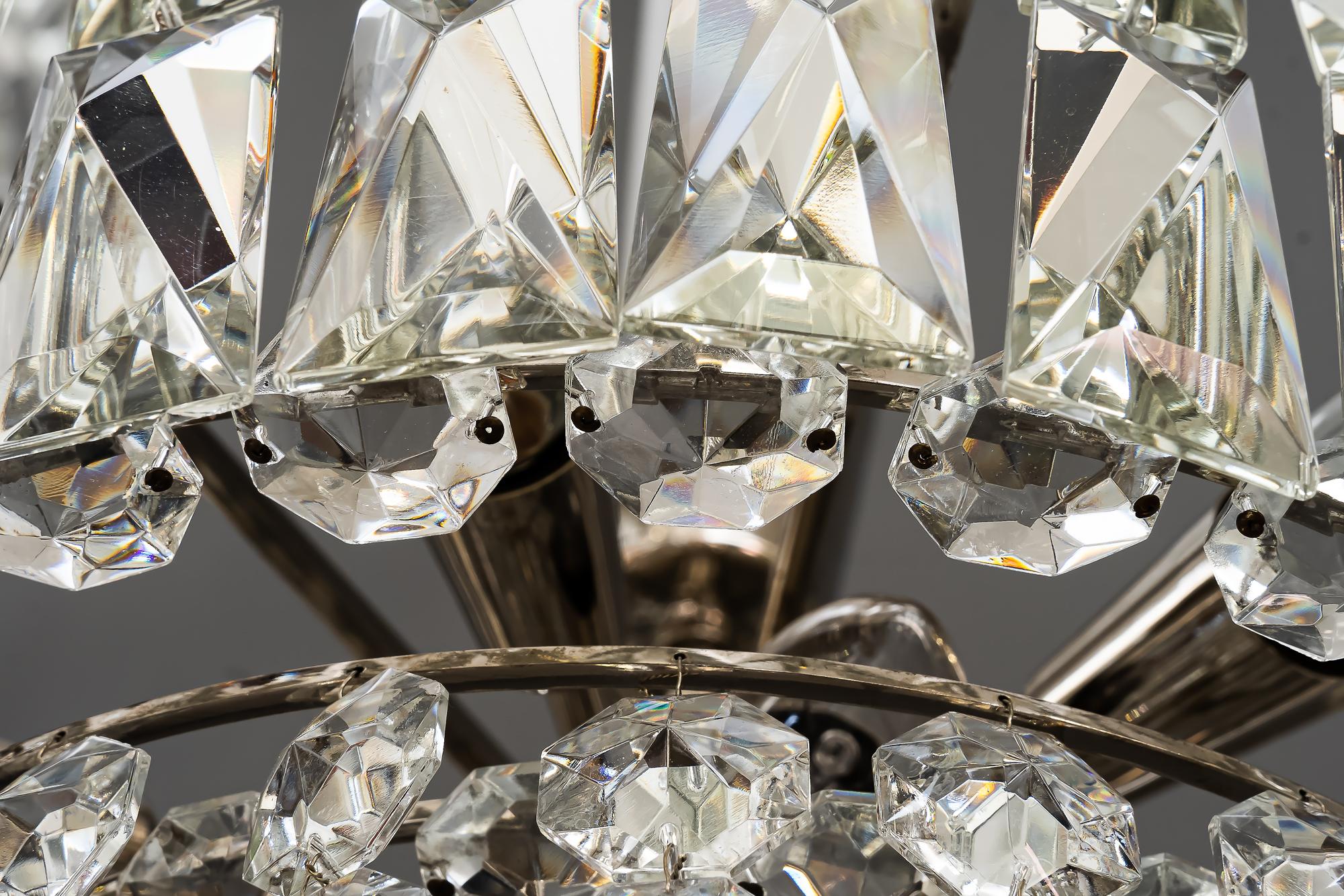 Bakalowits Nickel Crystal Chandelier, circa 1950s, 'We Have a Second One' For Sale 4