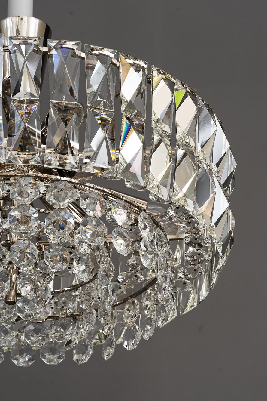 Bakalowits nickel crystal chandelier, circa 1950s
Original condition.
We Have a second one only the height is different, but we can adjust the height to fit with the other one.