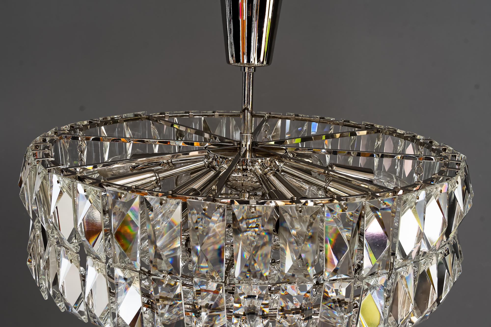 Mid-Century Modern Bakalowits Nickel Crystal Chandelier, circa 1950s, 'We Have a Second One' For Sale