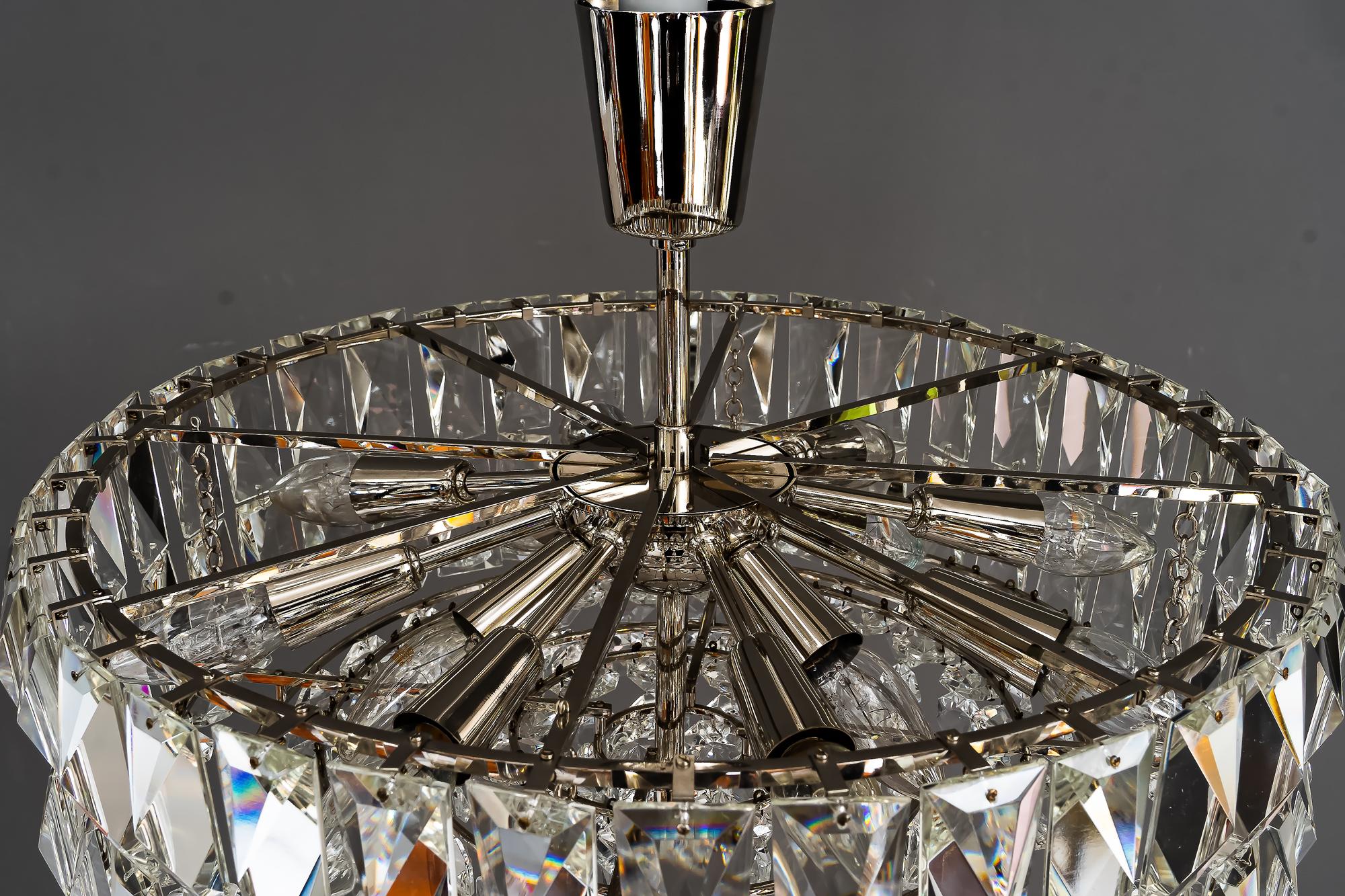 Plated Bakalowits Nickel Crystal Chandelier, circa 1950s, 'We Have a Second One' For Sale