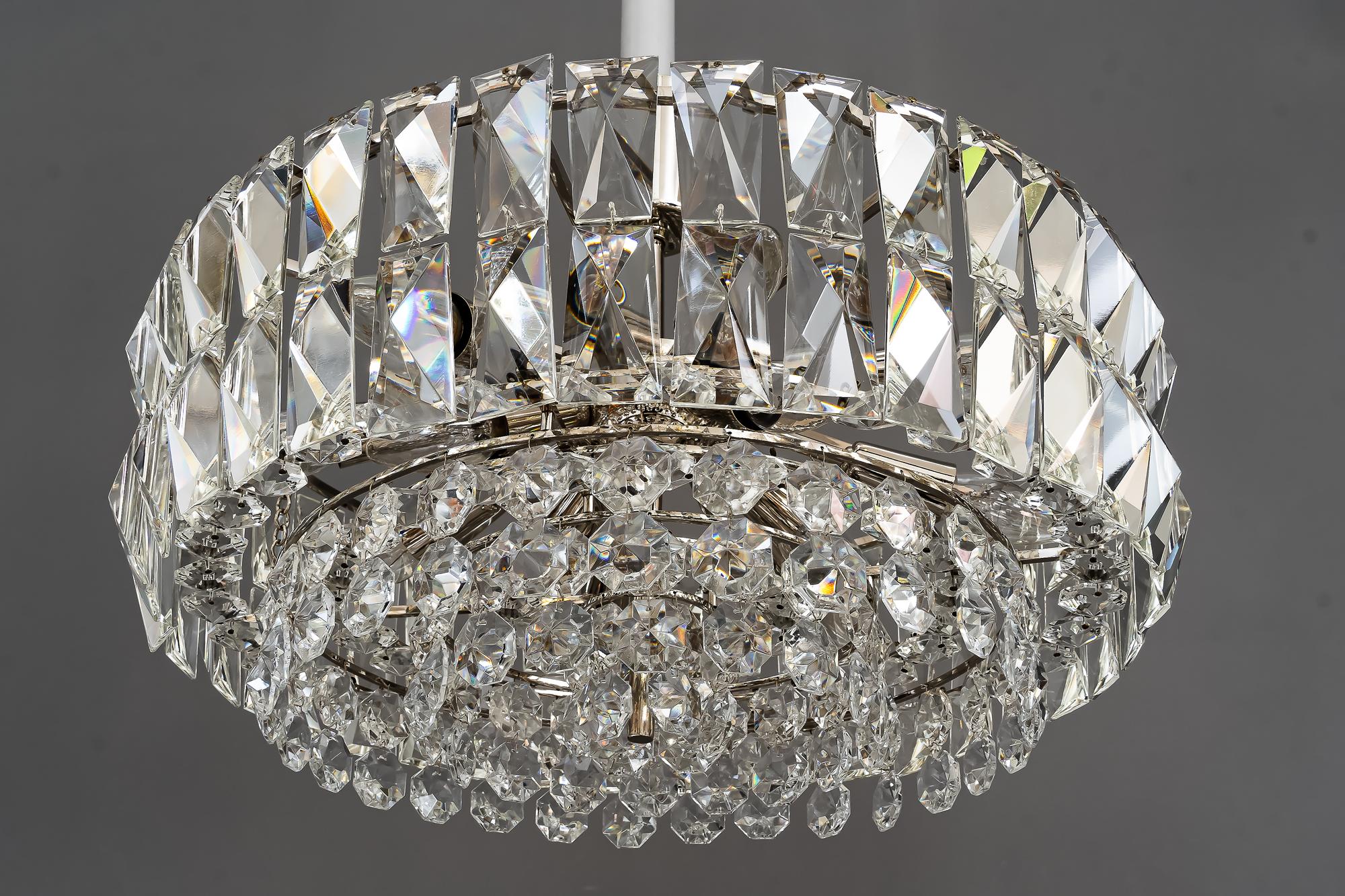 Mid-20th Century Bakalowits Nickel Crystal Chandelier, circa 1950s, 'We Have a Second One' For Sale