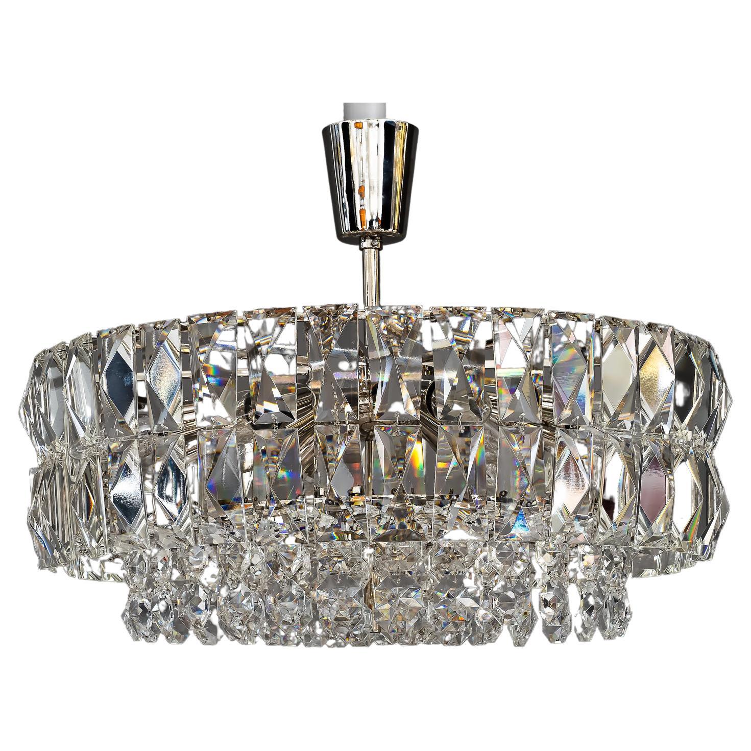 Bakalowits Nickel Crystal Chandelier, circa 1950s, 'We Have a Second One' For Sale