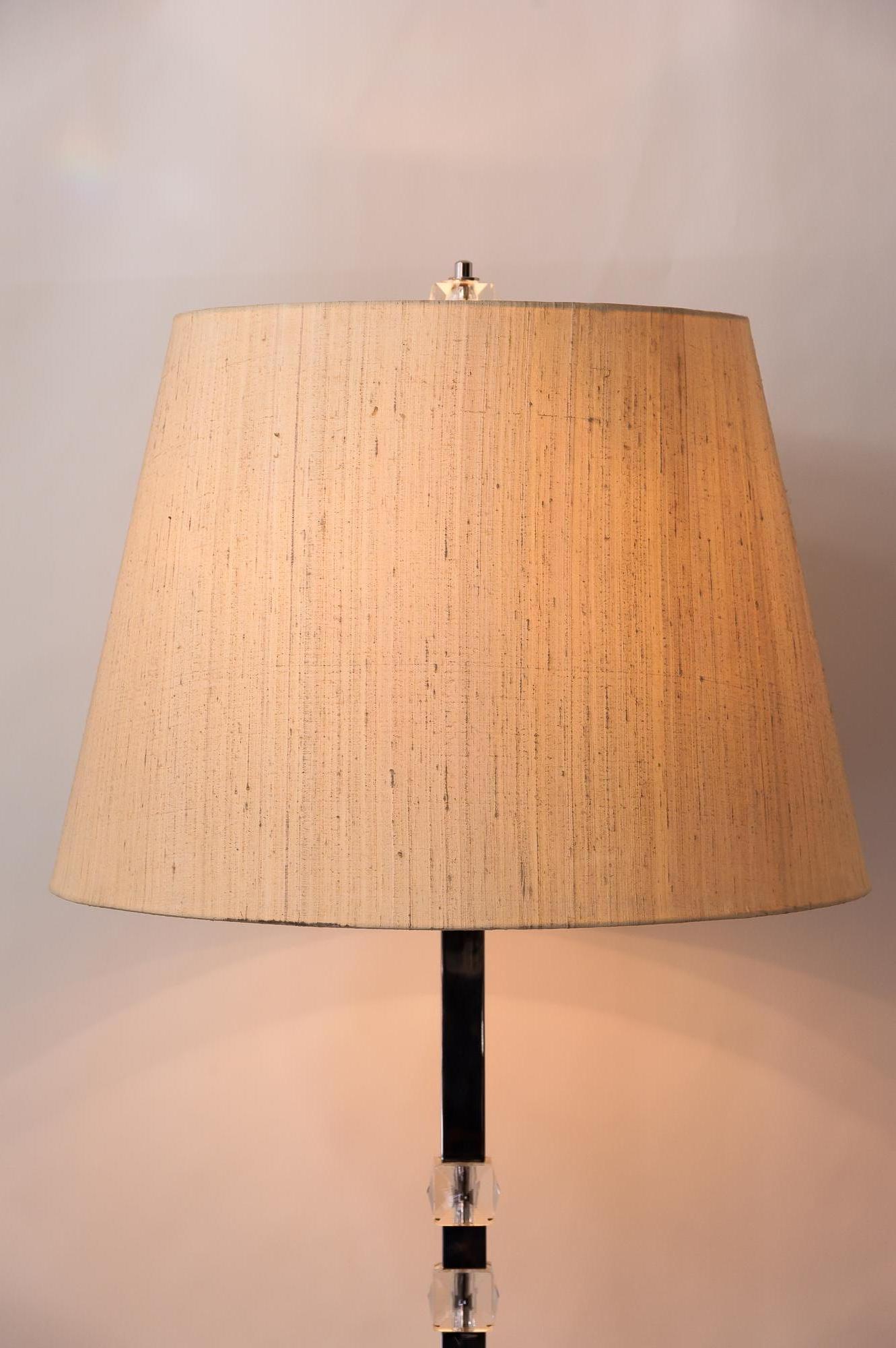 Bakalowits Nickel Floor Lamp 1960s with Fabric Shade 4