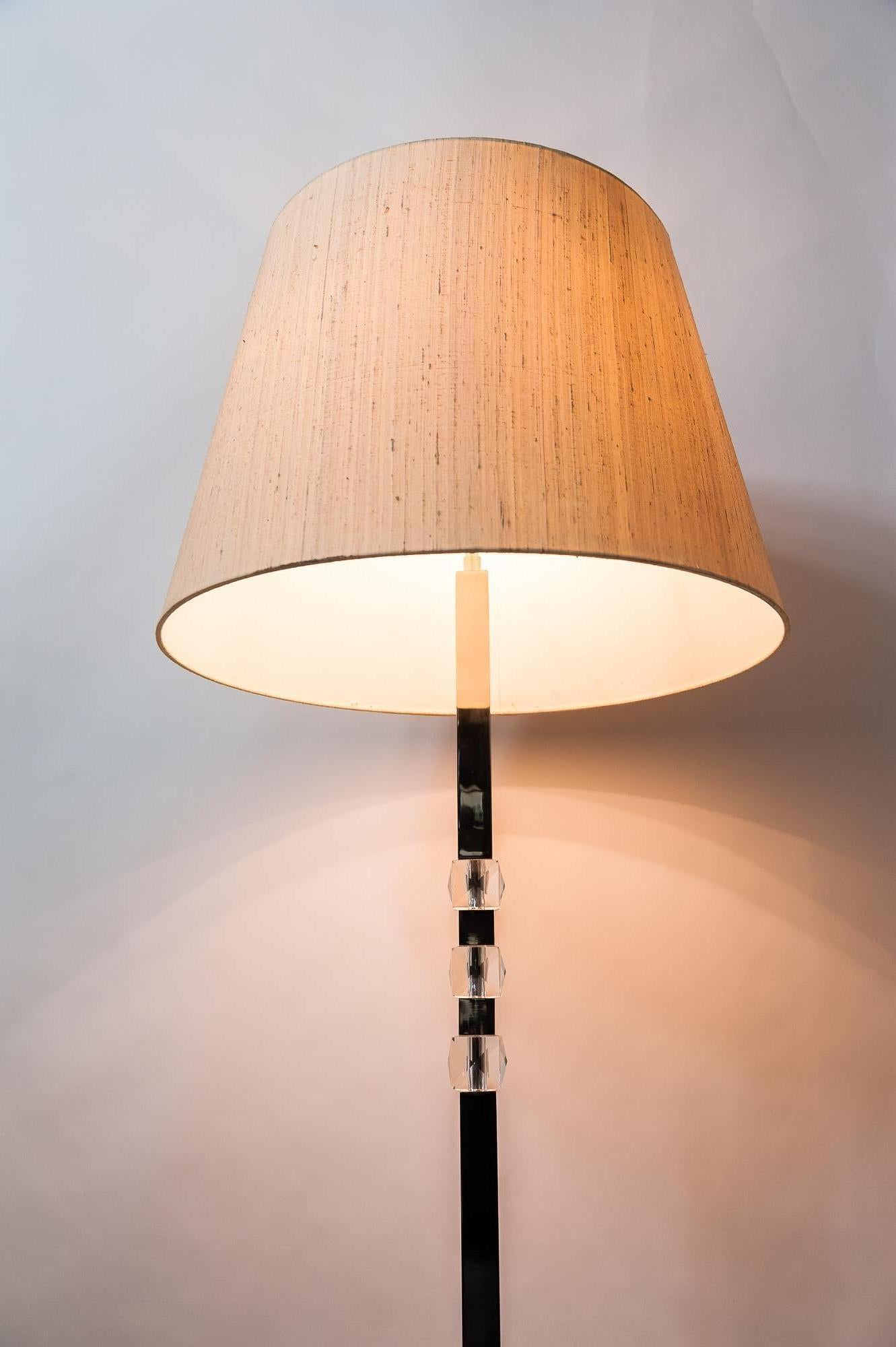 Bakalowits Nickel Floor Lamp 1960s with Fabric Shade 6
