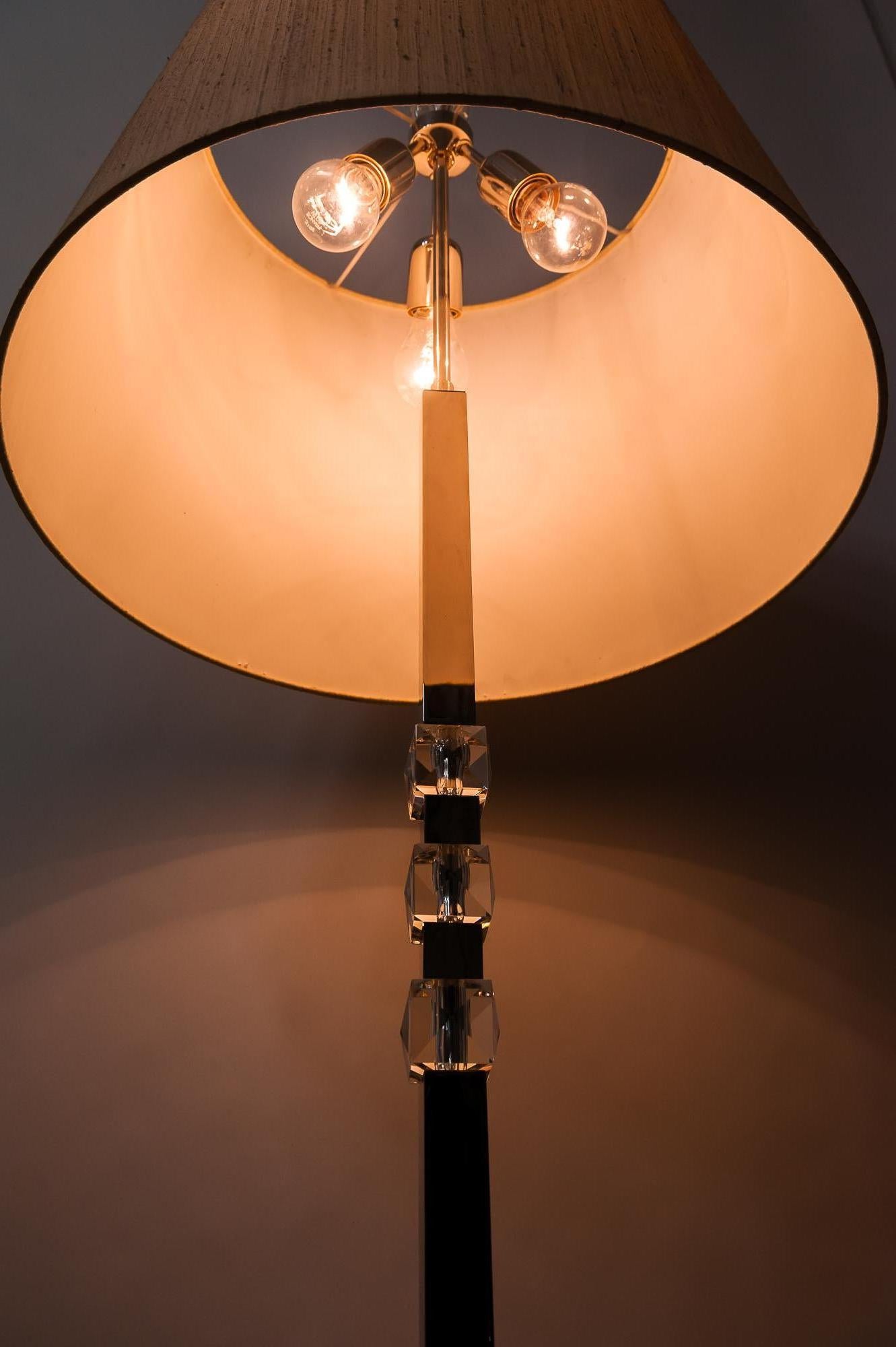 Bakalowits Nickel Floor Lamp 1960s with Fabric Shade 7