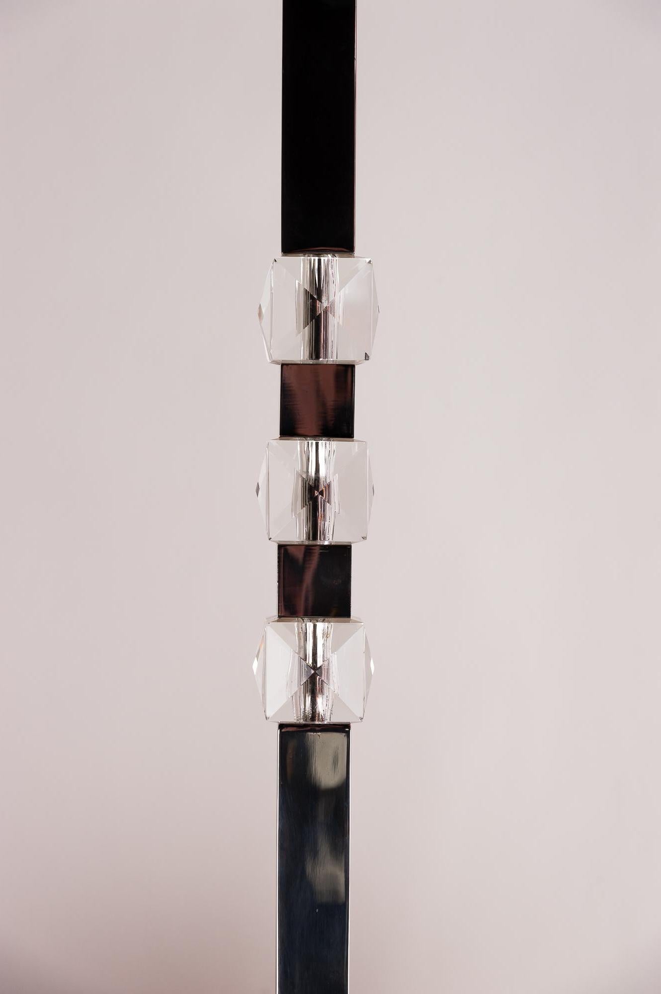 Bakalowits Nickel Floor Lamp 1960s with Fabric Shade 9