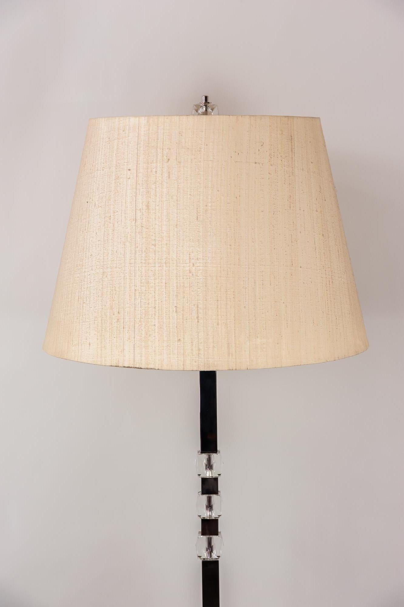 Bakalowits nickel floor lamp 1960s with fabric shade
Original condition.

 