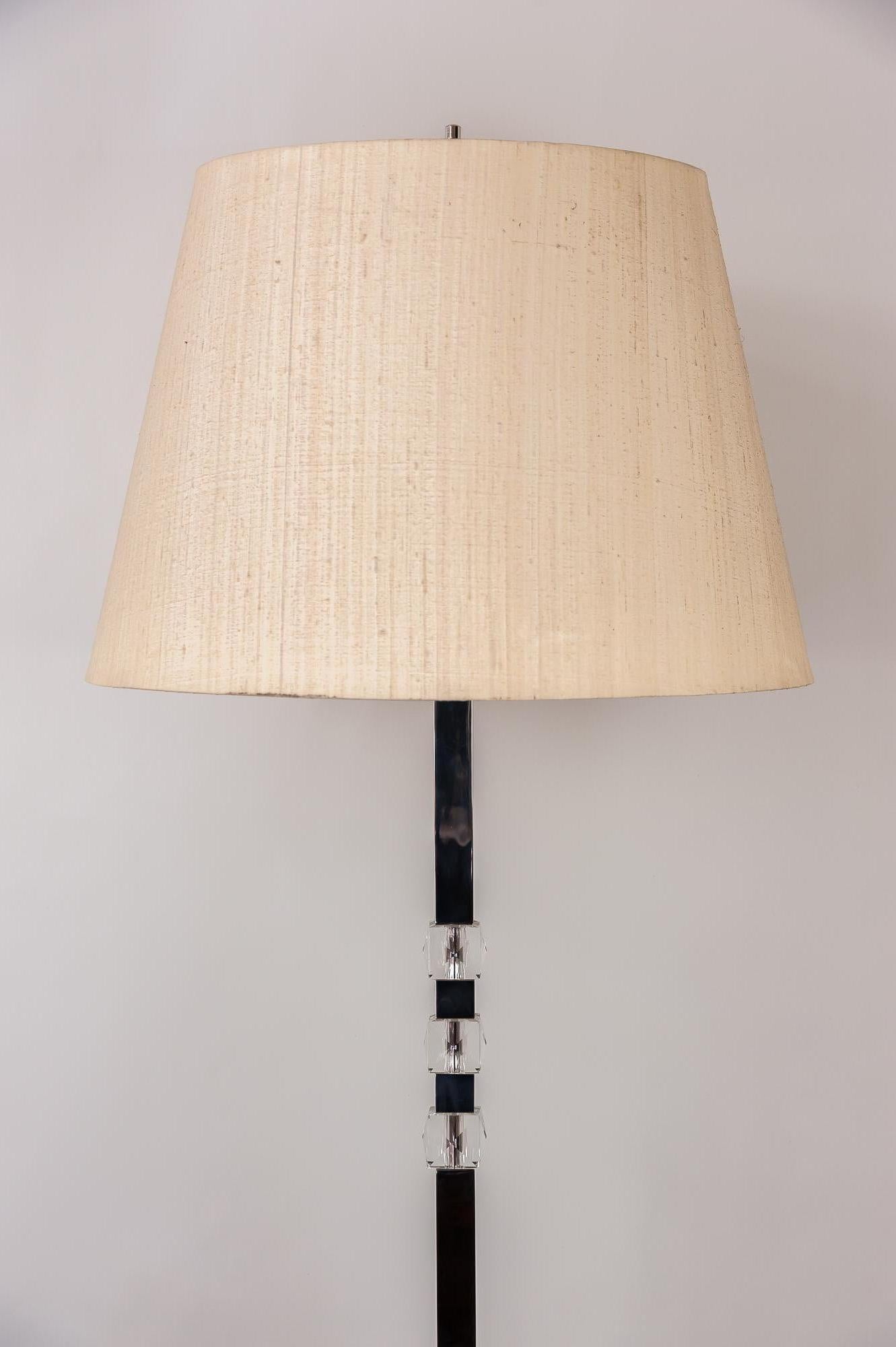 Mid-20th Century Bakalowits Nickel Floor Lamp 1960s with Fabric Shade