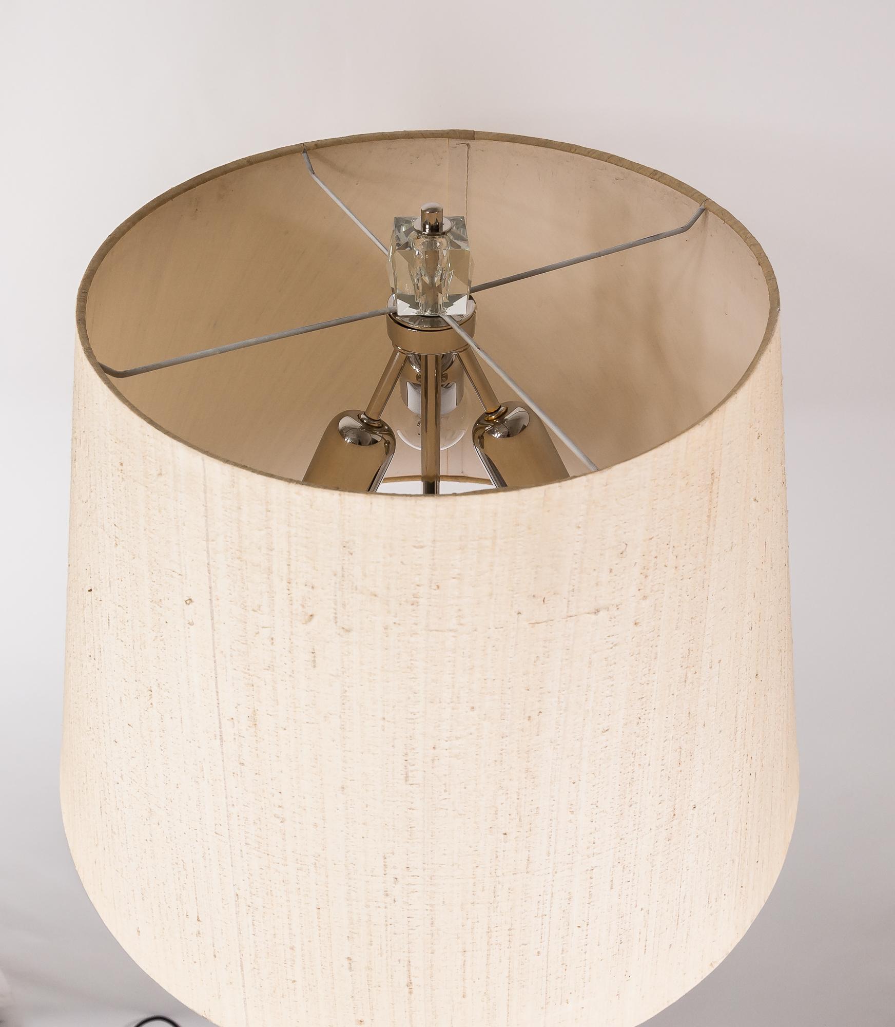 Bakalowits Nickel Floor Lamp 1960s with Fabric Shade 2