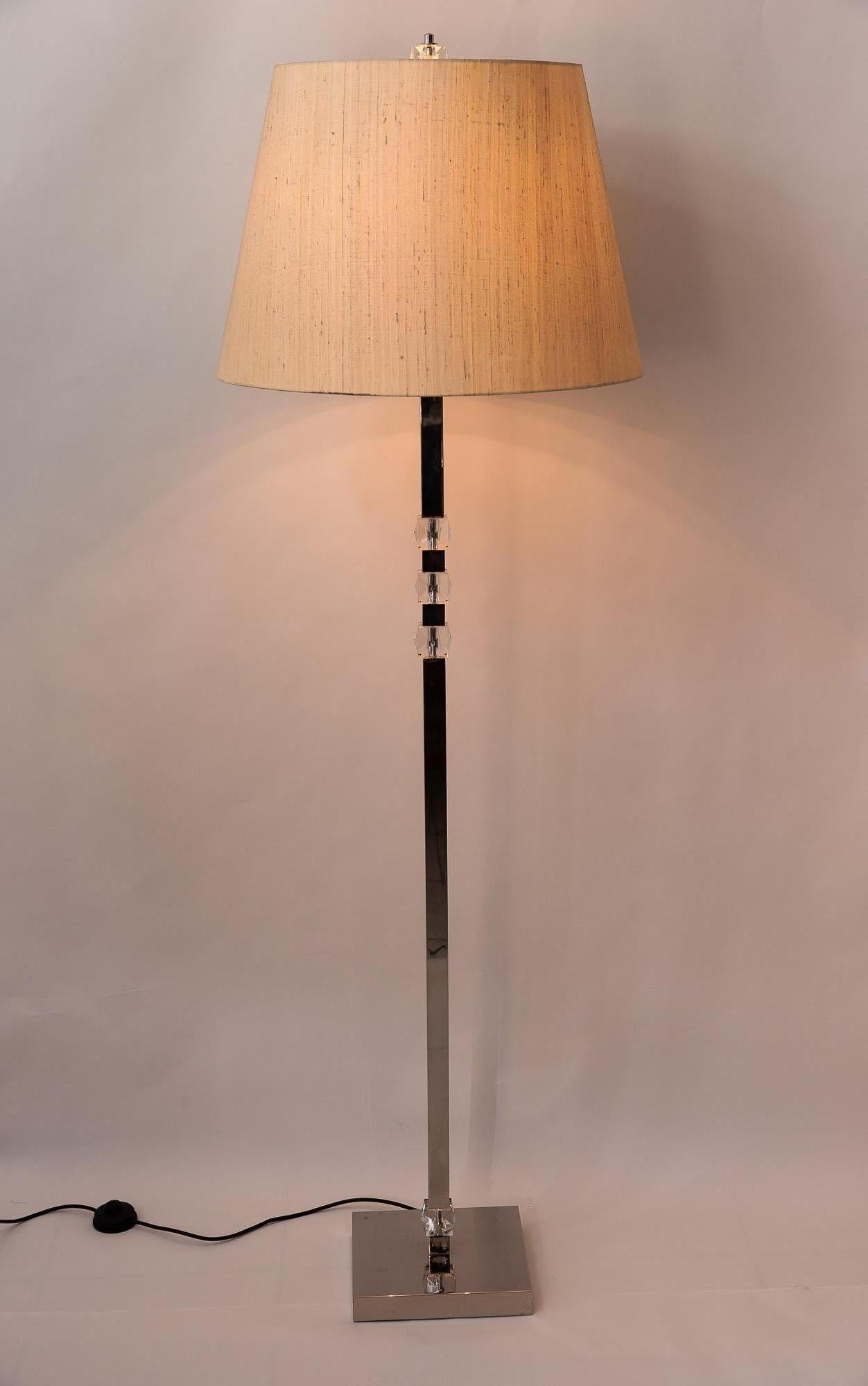 Bakalowits Nickel Floor Lamp 1960s with Fabric Shade 3
