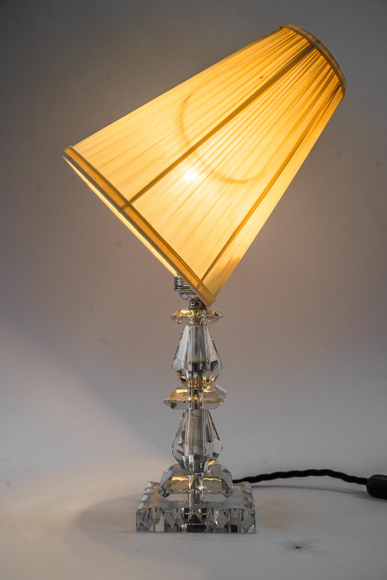 Bakalowits nickel / glas table lamp with fabric shade vienna around 1950  For Sale 5
