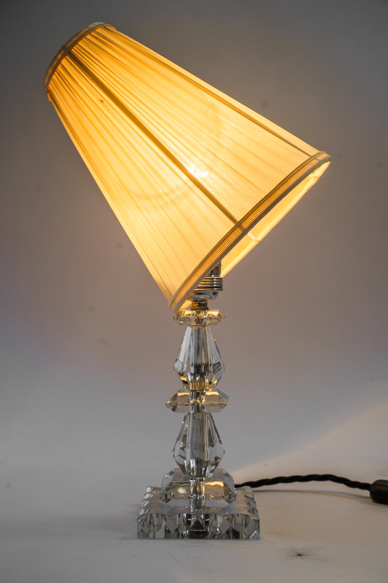 Bakalowits nickel / glas table lamp with fabric shade vienna around 1950  For Sale 6
