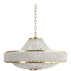 Bakalowits Pearl Crystal Ufo Chandelier with Brass Details, Austria, 1960