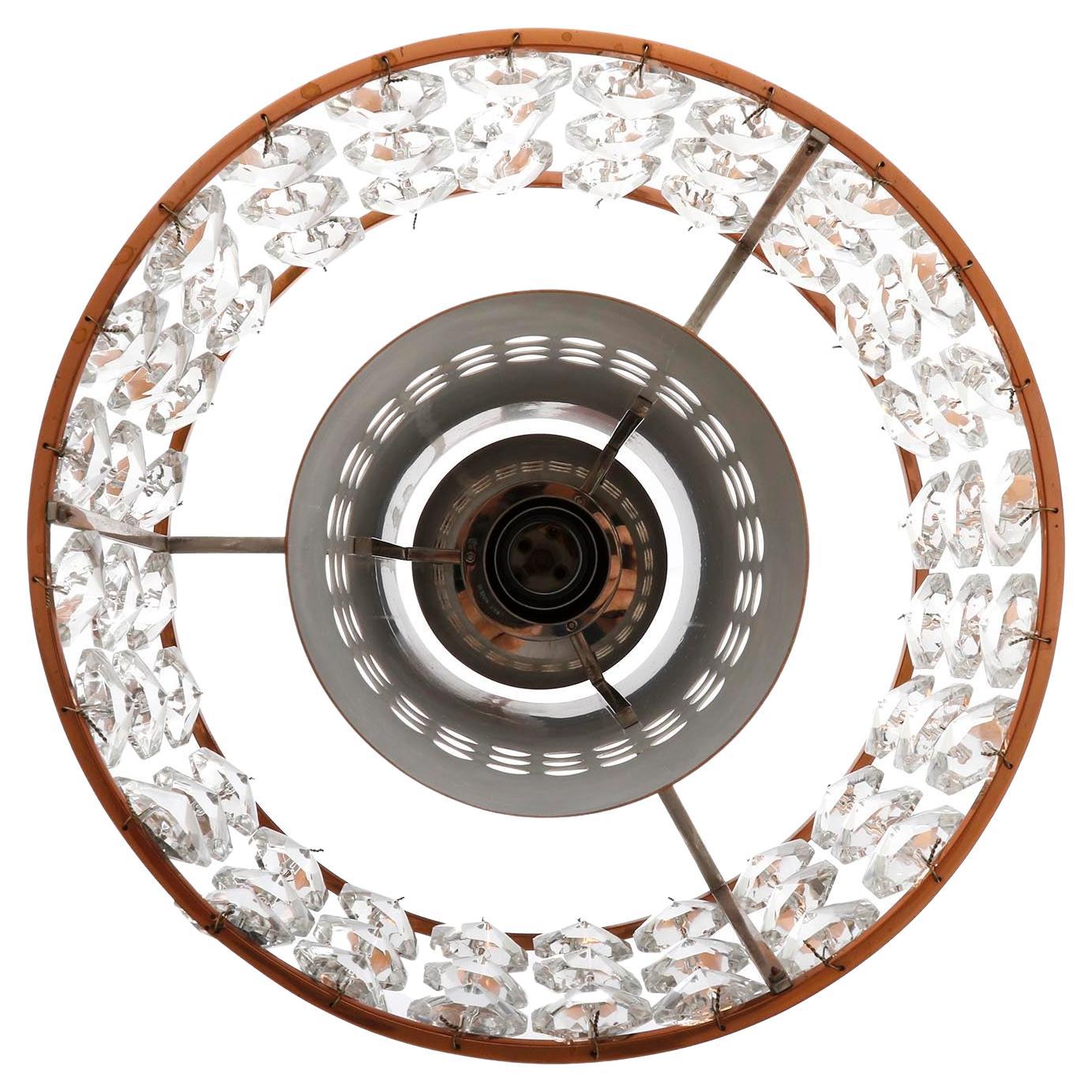 Bakalowits Lámpara Colgante Farol, Cobre Níquel Cristal, Años 60, 1 de 3 Latón en venta