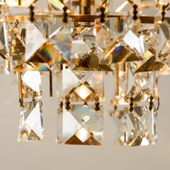 Bakalowits & Sohne Chandelier, Brass and Crystal Glass, Austria, 1960s