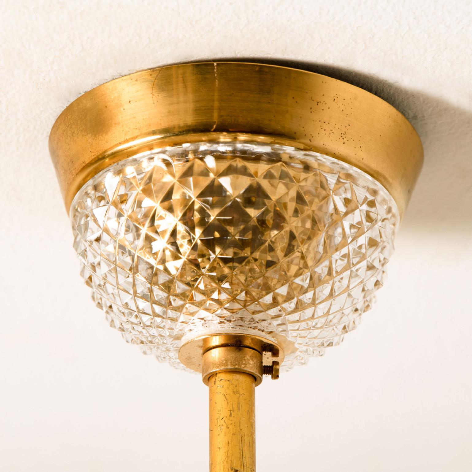 Mid-20th Century Bakalowits & Sohne Chandelier, Brass and Crystal Glass, Austria, 1960s For Sale