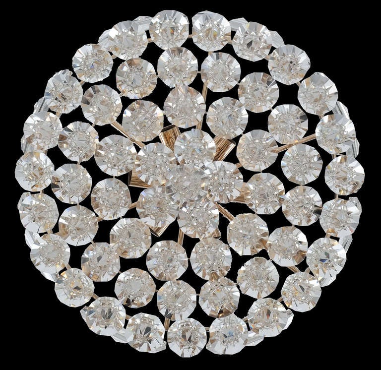 Lampadario Bakalowits & Sohne con cristalli a forma di pera Lampada in ottone dorato, 1960 in vendita 3