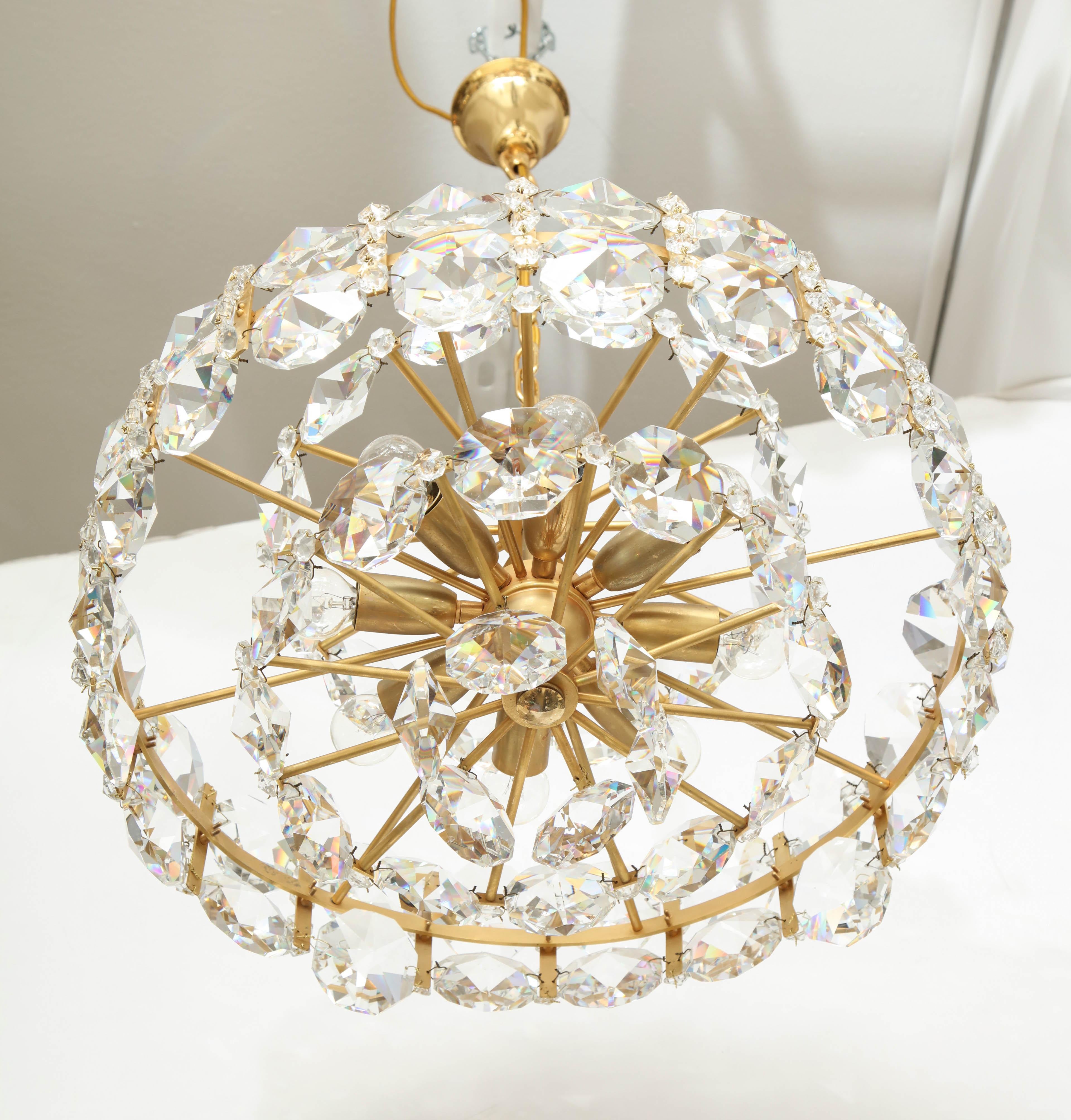 Faceted Bakalowits & Sohne Crystal Chandelier For Sale