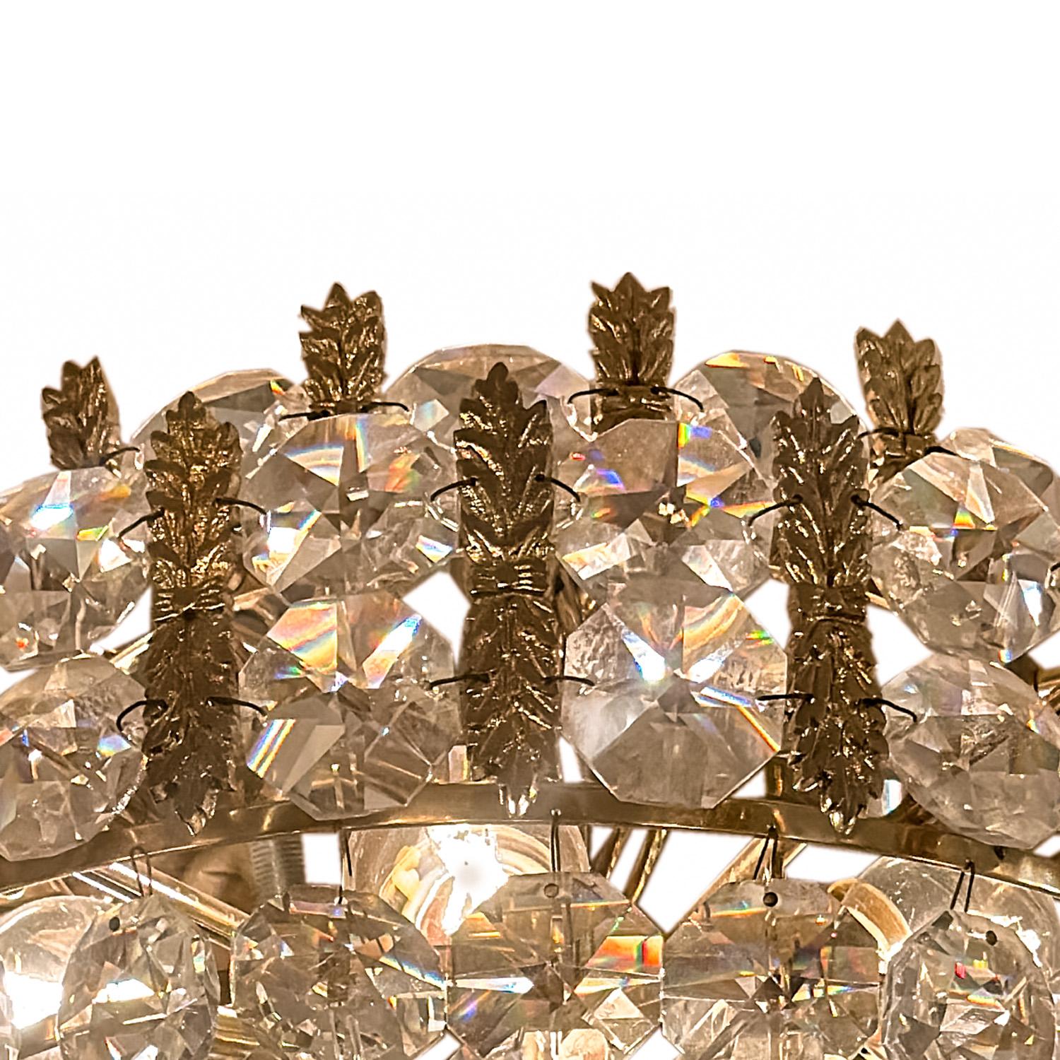 Louis XVI Bakalowits & Sohne lustre éblouissant plaqué or des années 1960 en vente