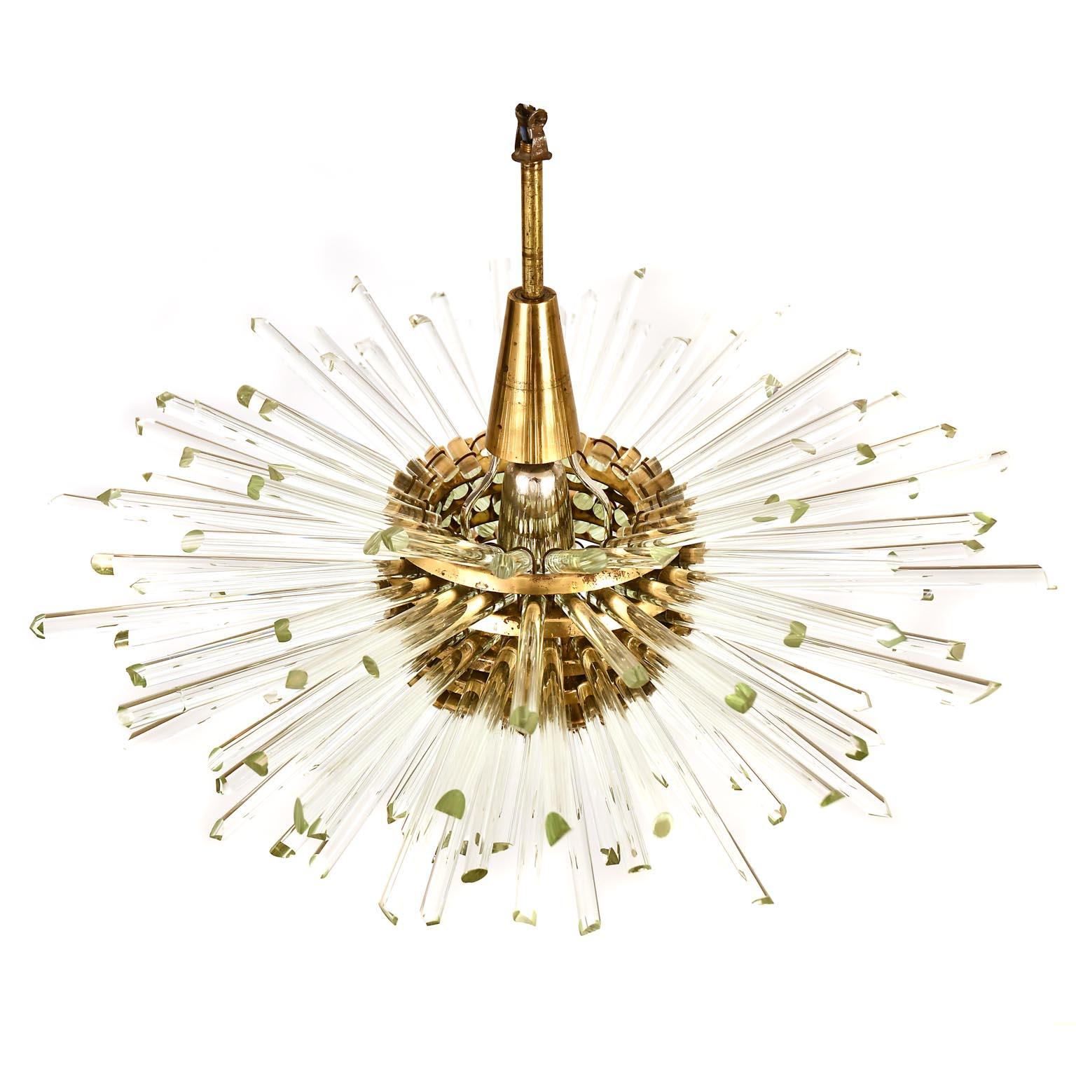 Mid-Century Modern Bakalowits & Söhne Miracle Chandelier Brass Sputnik Glass Rods