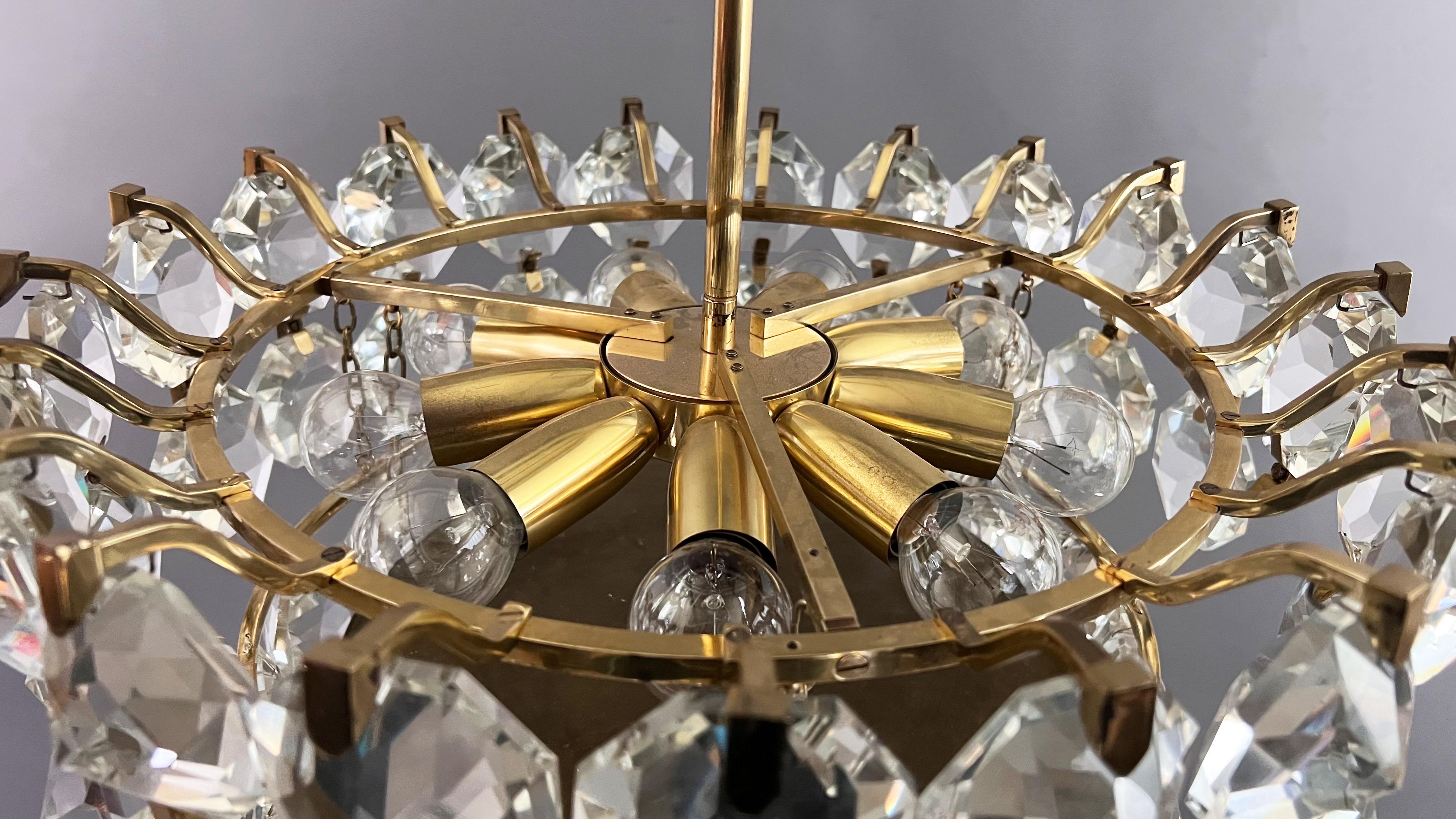 Late 20th Century Bakalowits & sons, Vienna 1960, hanging lamp, decorated with hand cut crystals