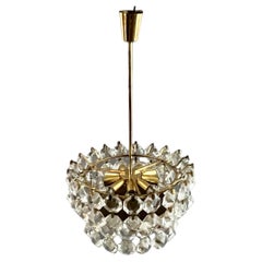 Vintage Bakalowits & sons, Vienna 1960, hanging lamp, decorated with hand cut crystals