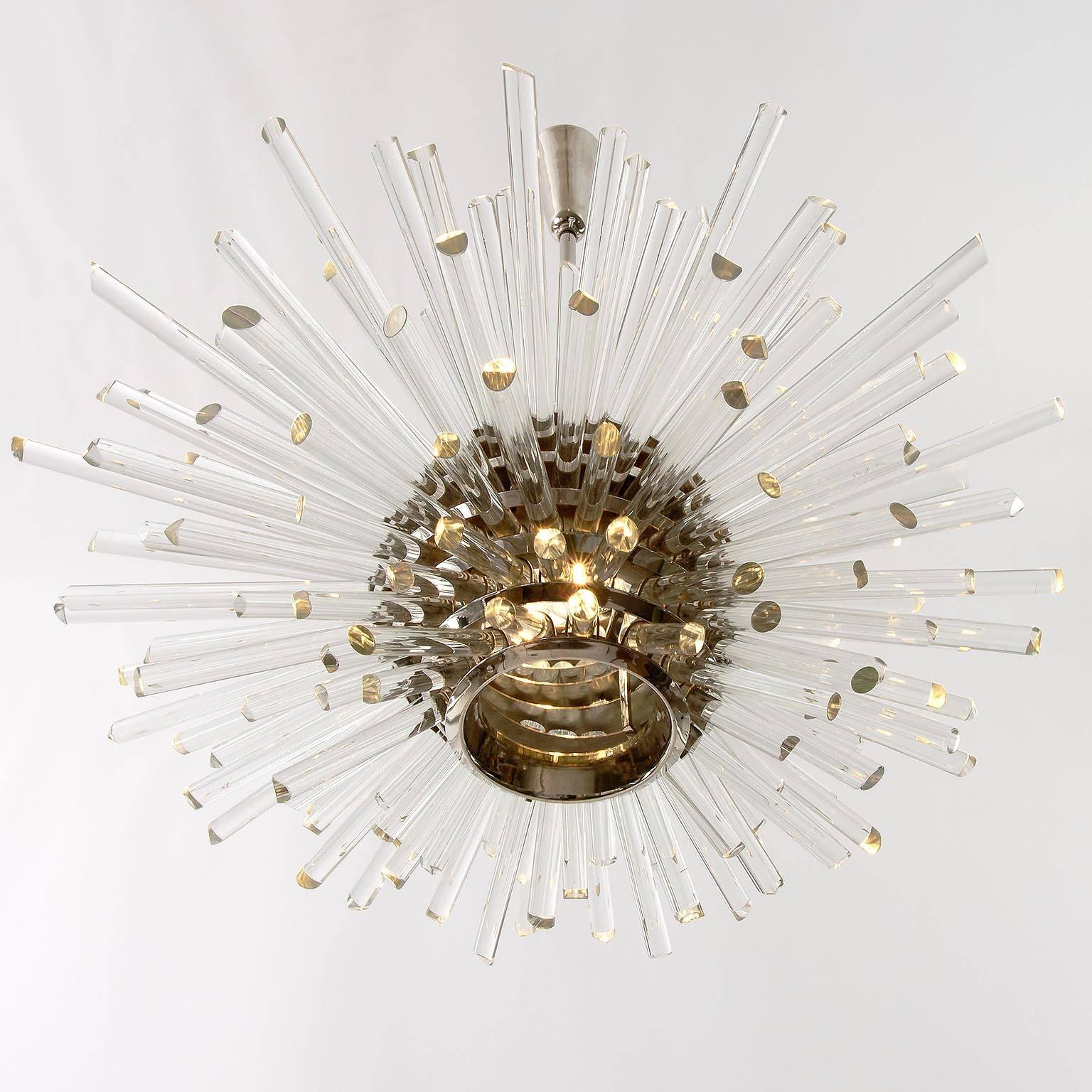 Bakalowits Sputnik Chandelier 'Miracle', Nickel Glass Rods, 1970 In Excellent Condition For Sale In Hausmannstätten, AT