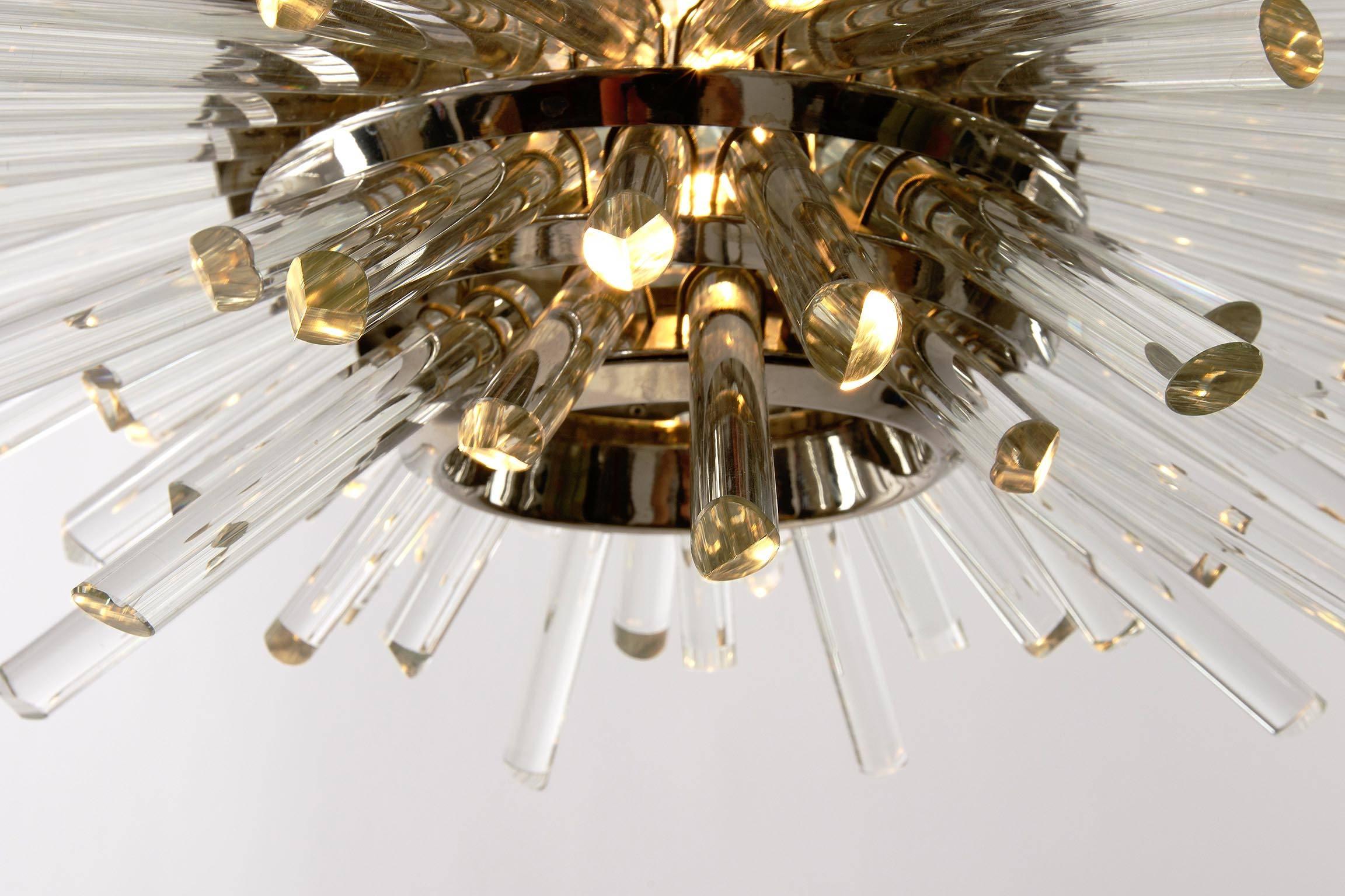 Late 20th Century Bakalowits Sputnik Chandelier 'Miracle', Nickel Glass Rods, 1970 For Sale