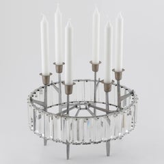 Bakalowits Table Candleholder Candelabra, Crystal Glass Nickel, 1960s
