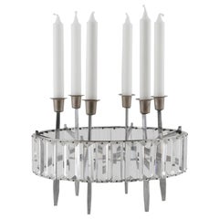 Candelabro de mesa Bakalowits, níquel cristal, años 60