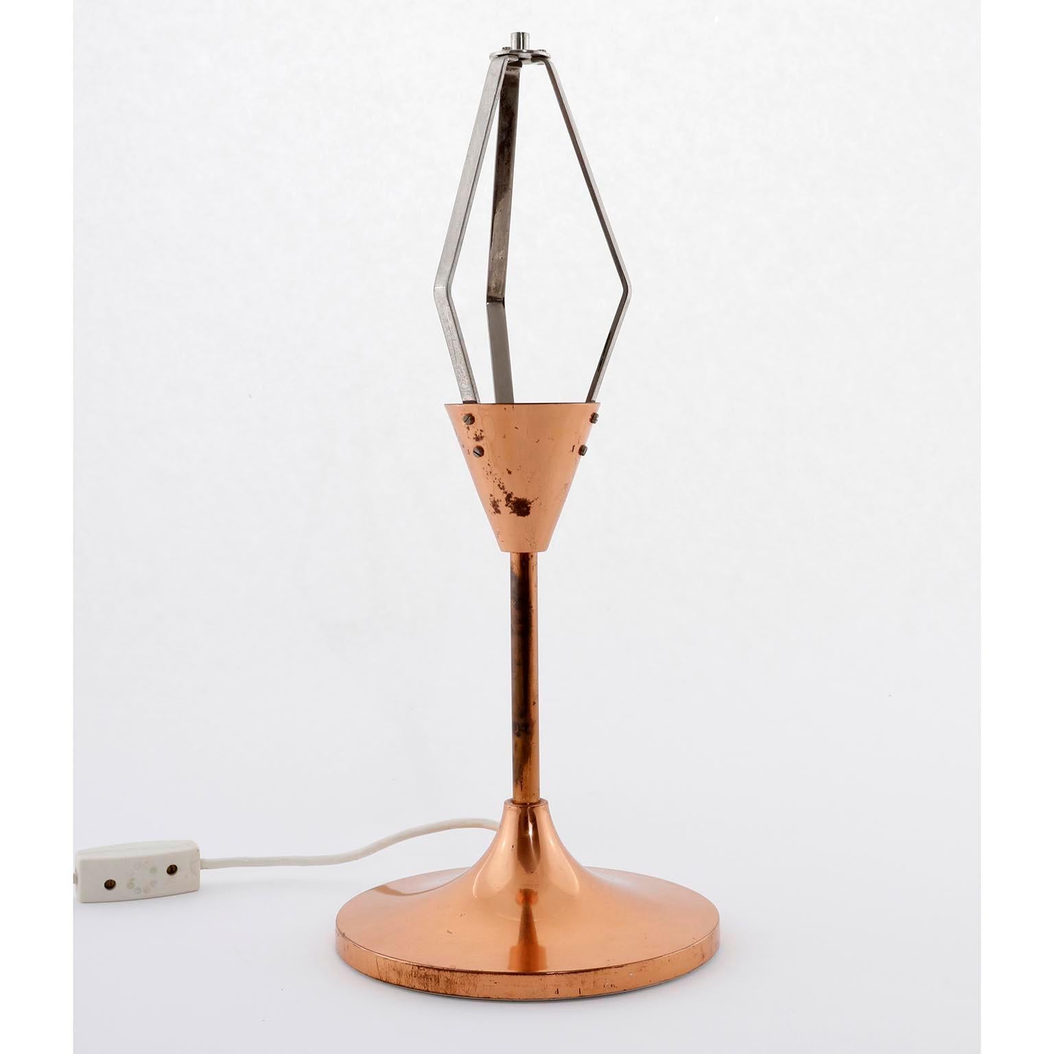 Lampe de bureau Bakalowits, cuivre nickelé patiné, verre cristal, Autriche, années 1960 Bon état - En vente à Hausmannstätten, AT