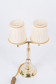 Lampada da tavolo Bakalowits con vetro tagliato e paralumi originali vienna anni '50 circa
