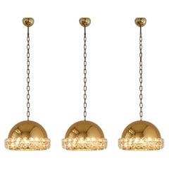 Bakalowits Vienna Gold Plated Brass & Diamond Crystal Pendant, 1970s, Austria