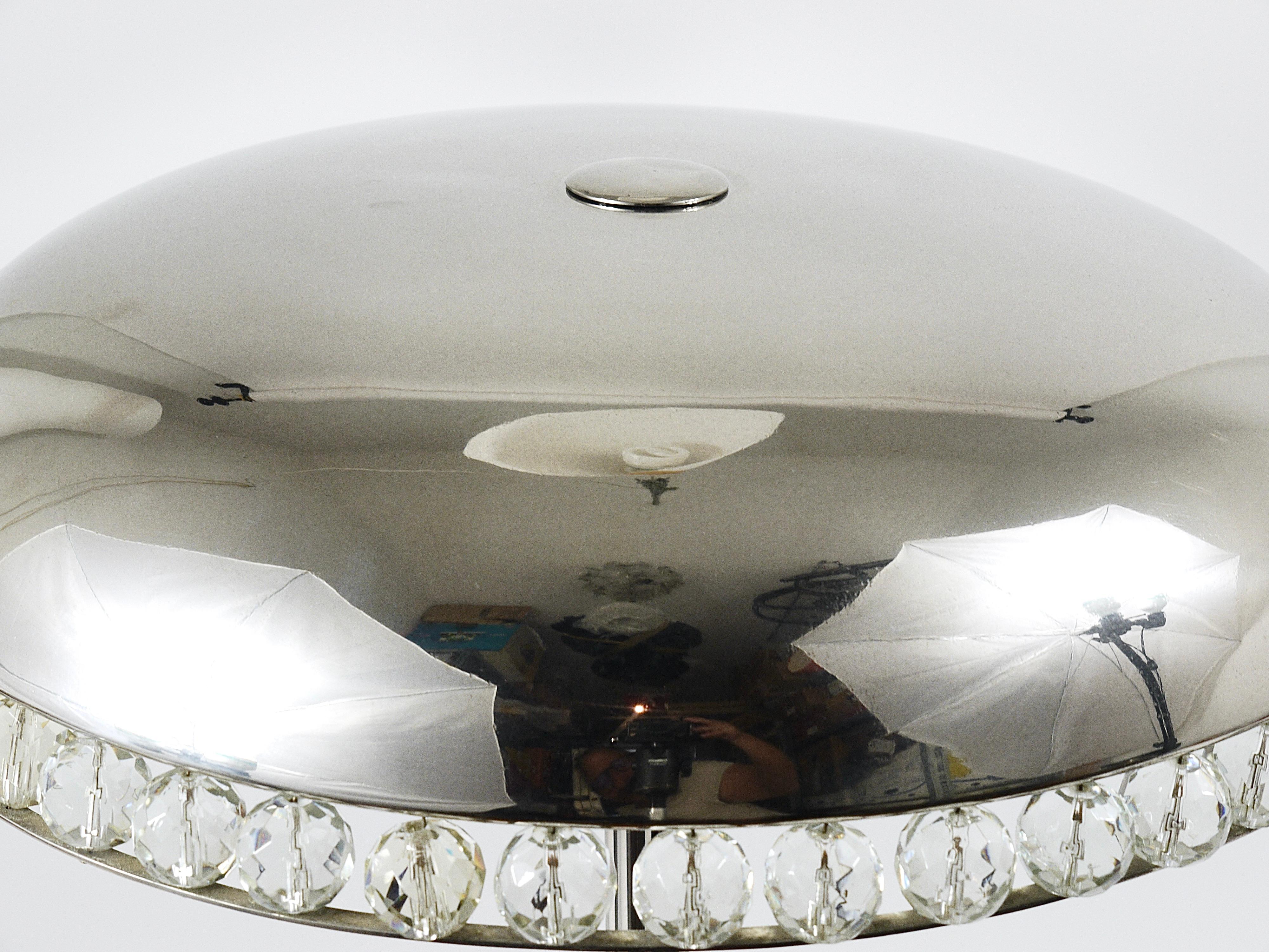 Bakalowits Vienna Nickel & Crystal Mushroom Table Desk Side Lamp, Autriche, années 1950 en vente 12