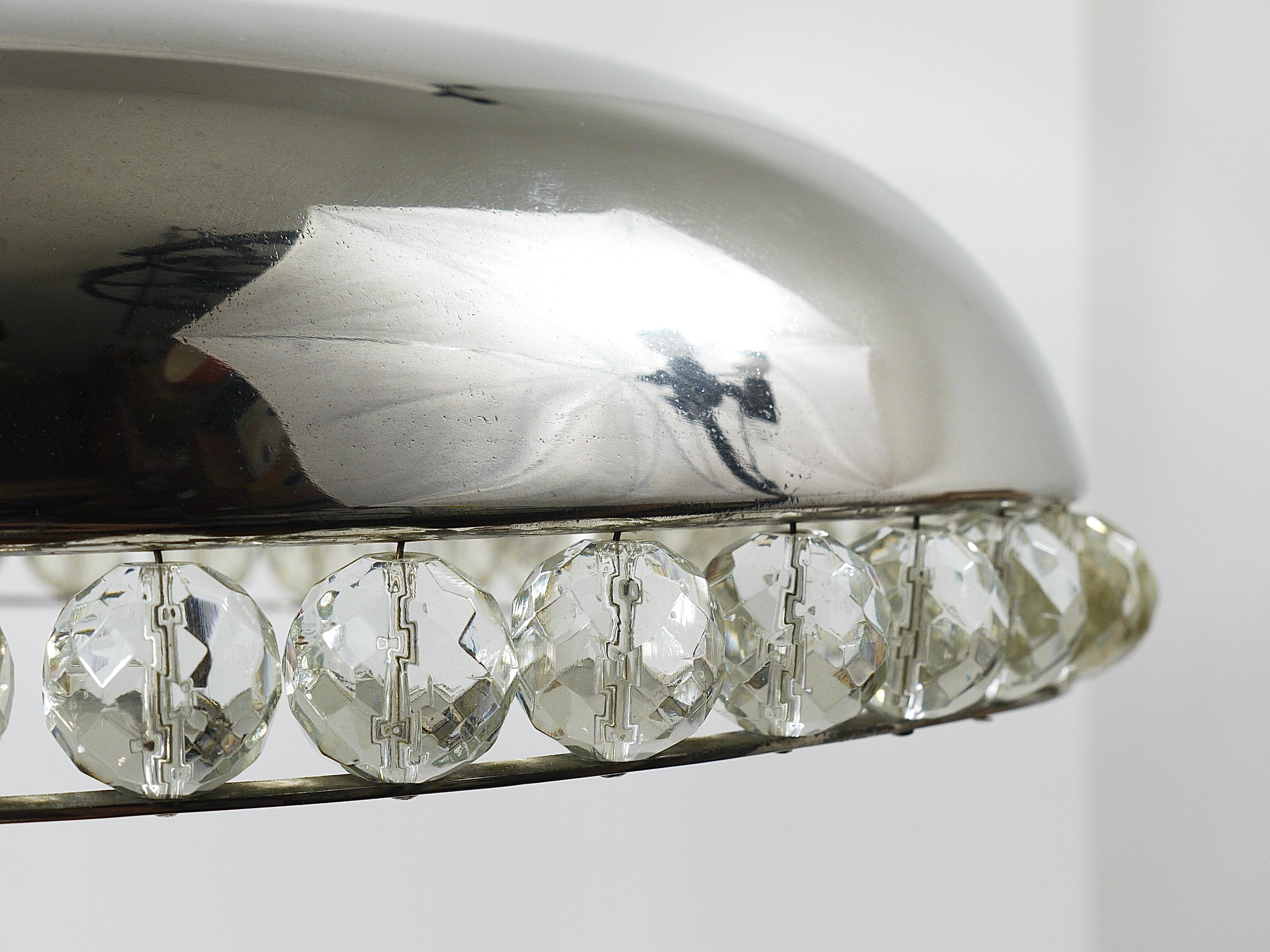 Bakalowits Vienna Nickel & Crystal Mushroom Table Desk Side Lamp, Autriche, années 1950 en vente 3