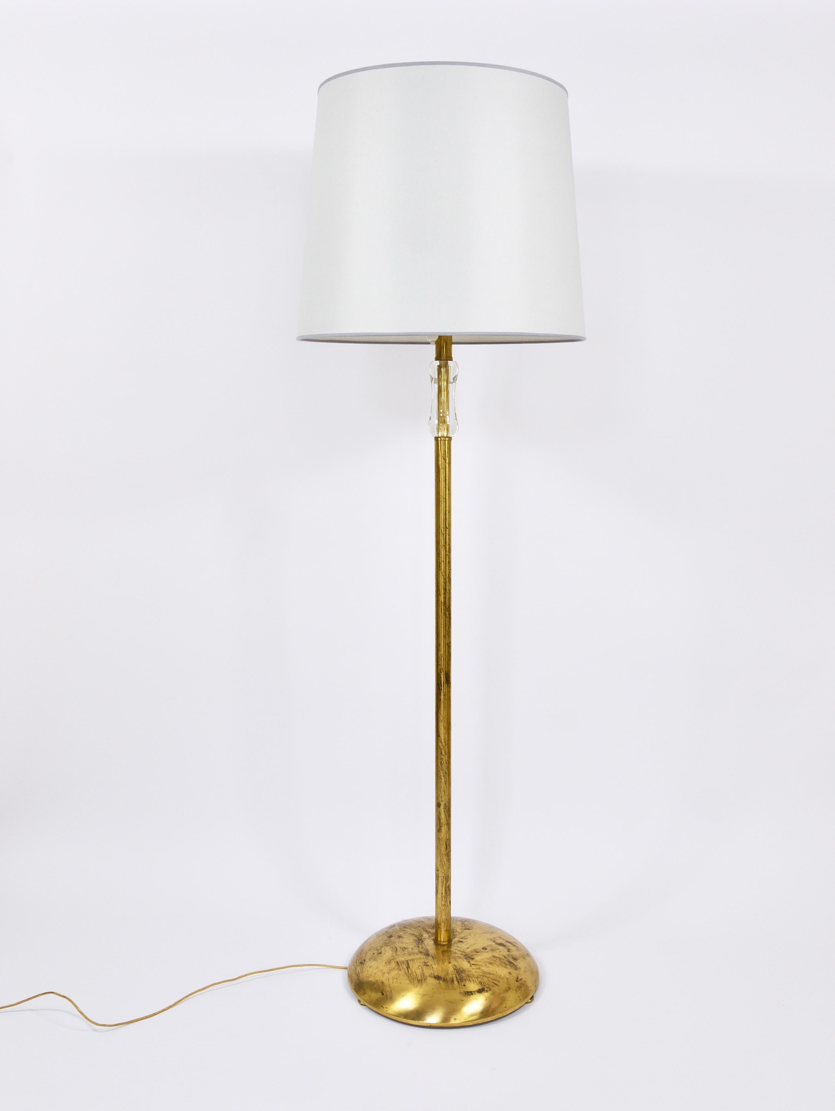Bakalowits Viena Lámpara de pie de latón macizo con asa de cristal, Austria, años 50 en venta 4