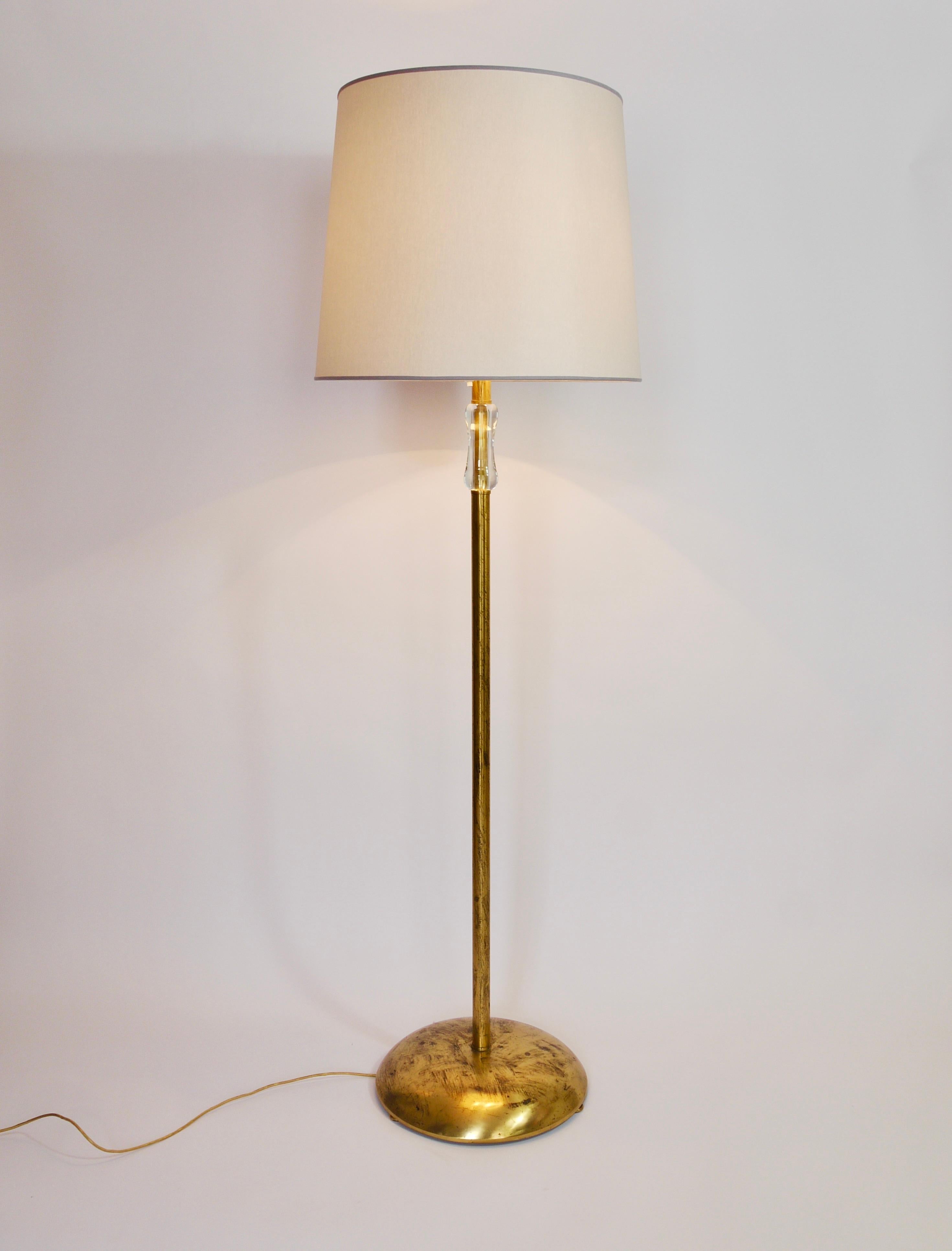 Bakalowits Viena Lámpara de pie de latón macizo con asa de cristal, Austria, años 50 en venta 1