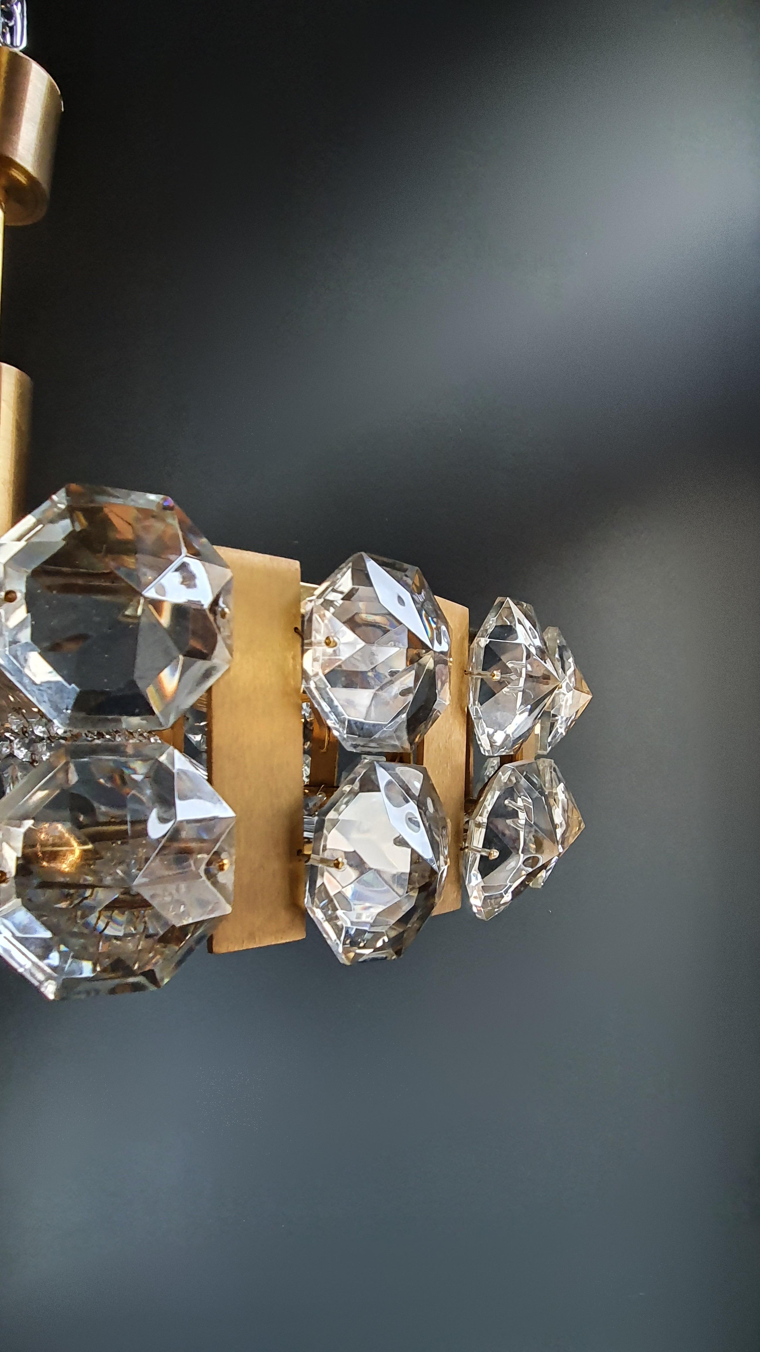 Bakalowits Vintage Crystal Flushmount Gold Chandelier Ceiling Low 1960s 1