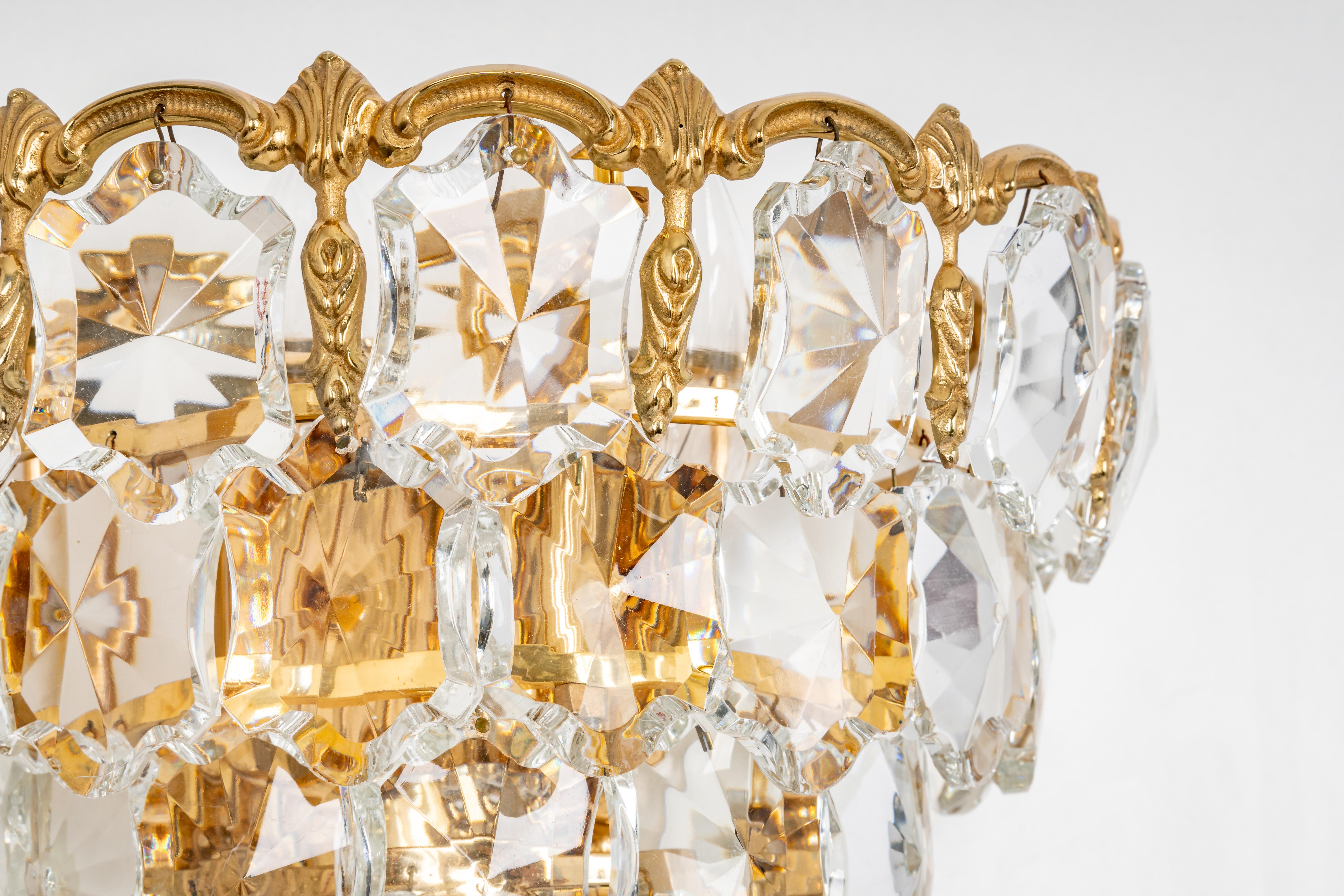 Mid-Century Modern Bakalowits Wall Lights, Brass and Crystal Glass, Austria, 1960s