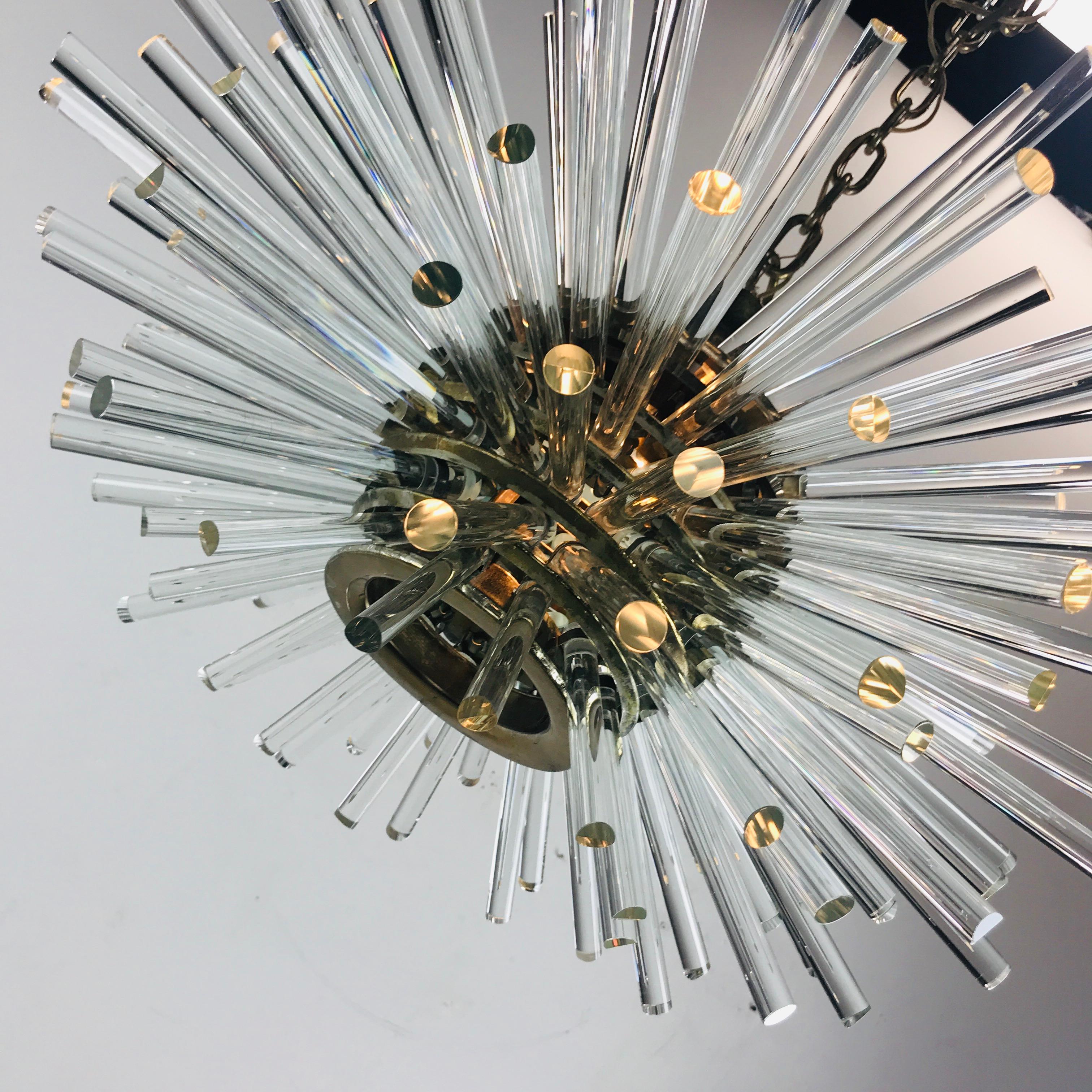 Austrian Bakalowits 'Miracle' Sputnik Crystal Glass and Brass Chandelier