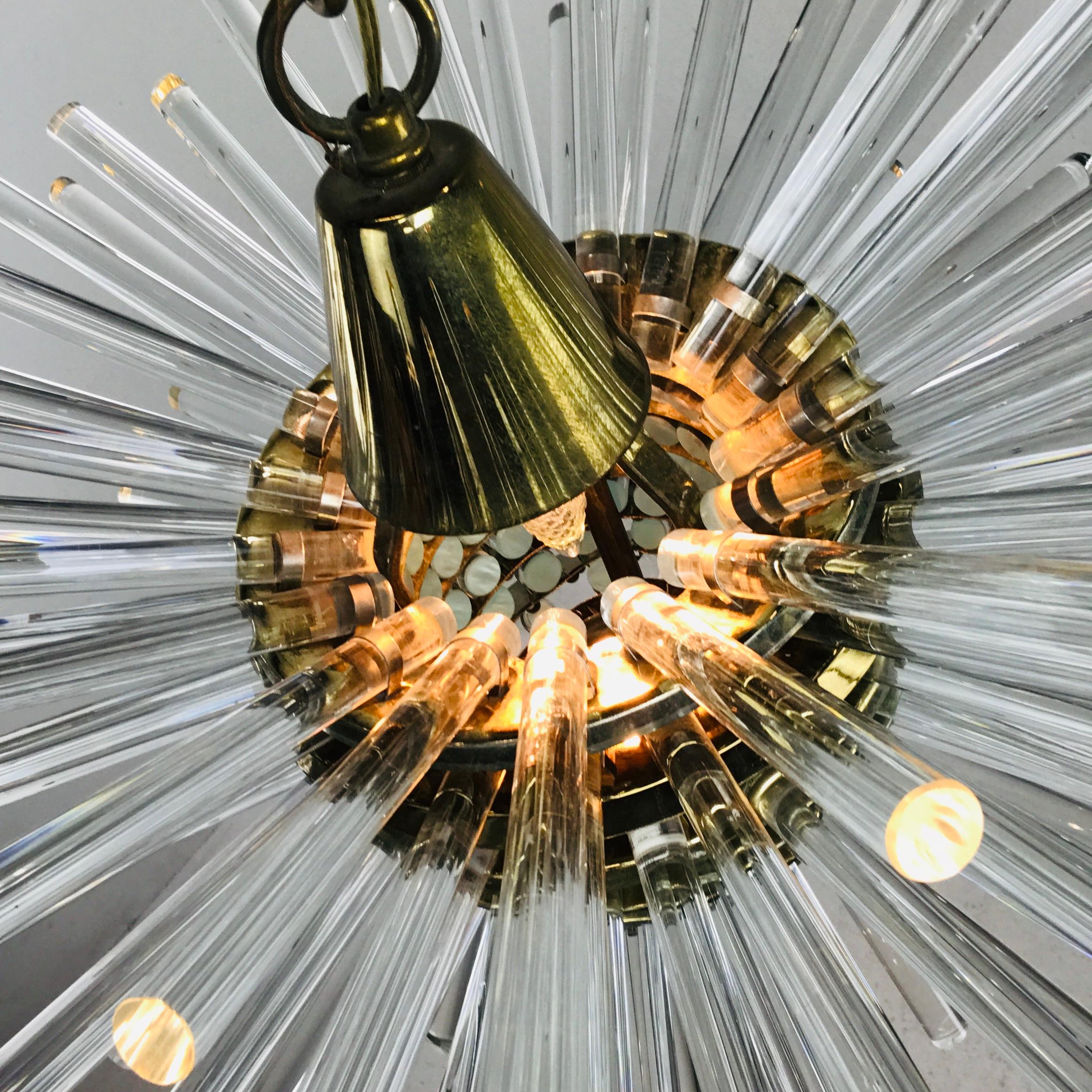 Mid-20th Century Bakalowits 'Miracle' Sputnik Crystal Glass and Brass Chandelier
