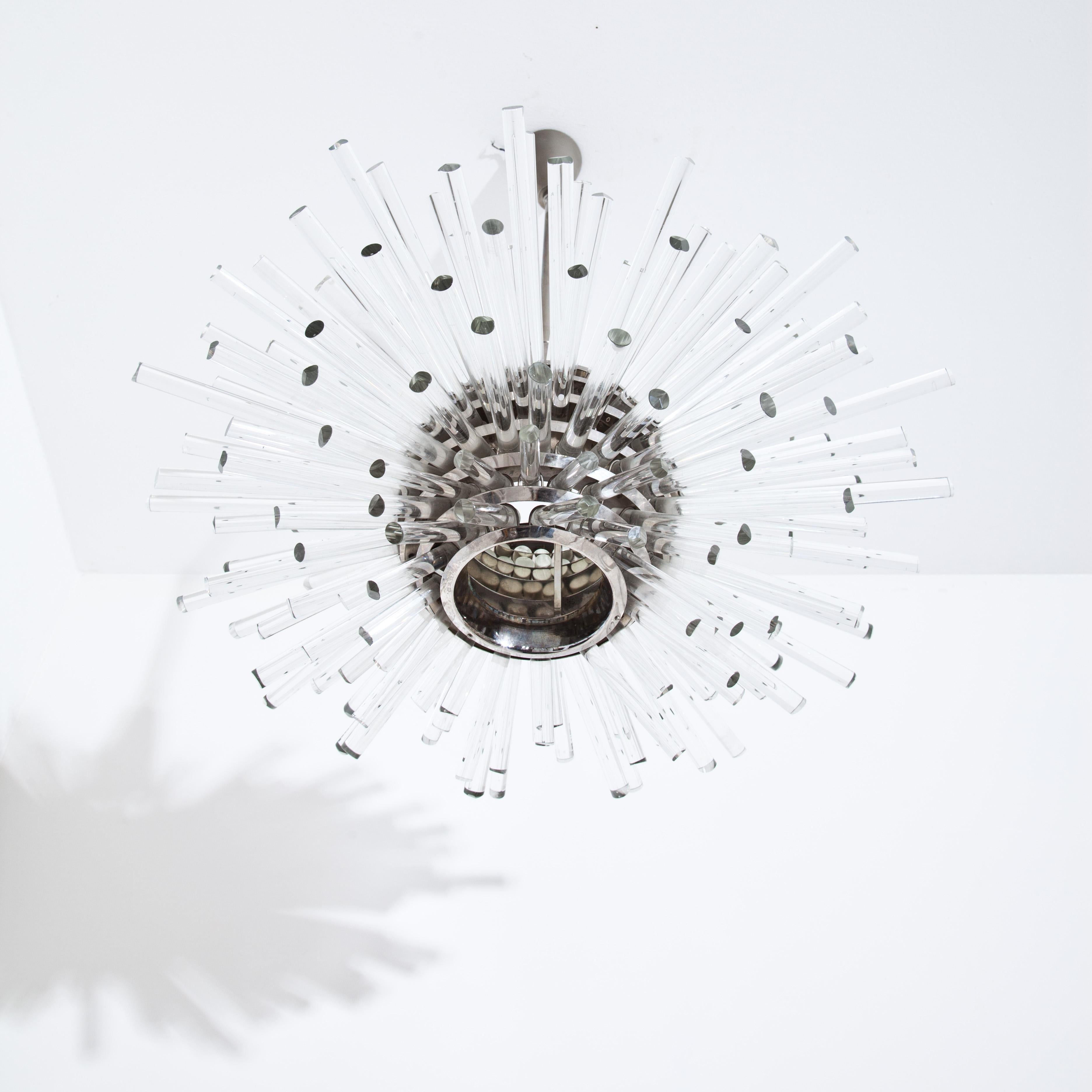 Bakalowitz 'Miracle' Sputnik Crystal Glass and Brass Chandelier, Vienna, 1960s In Good Condition In Greding, DE