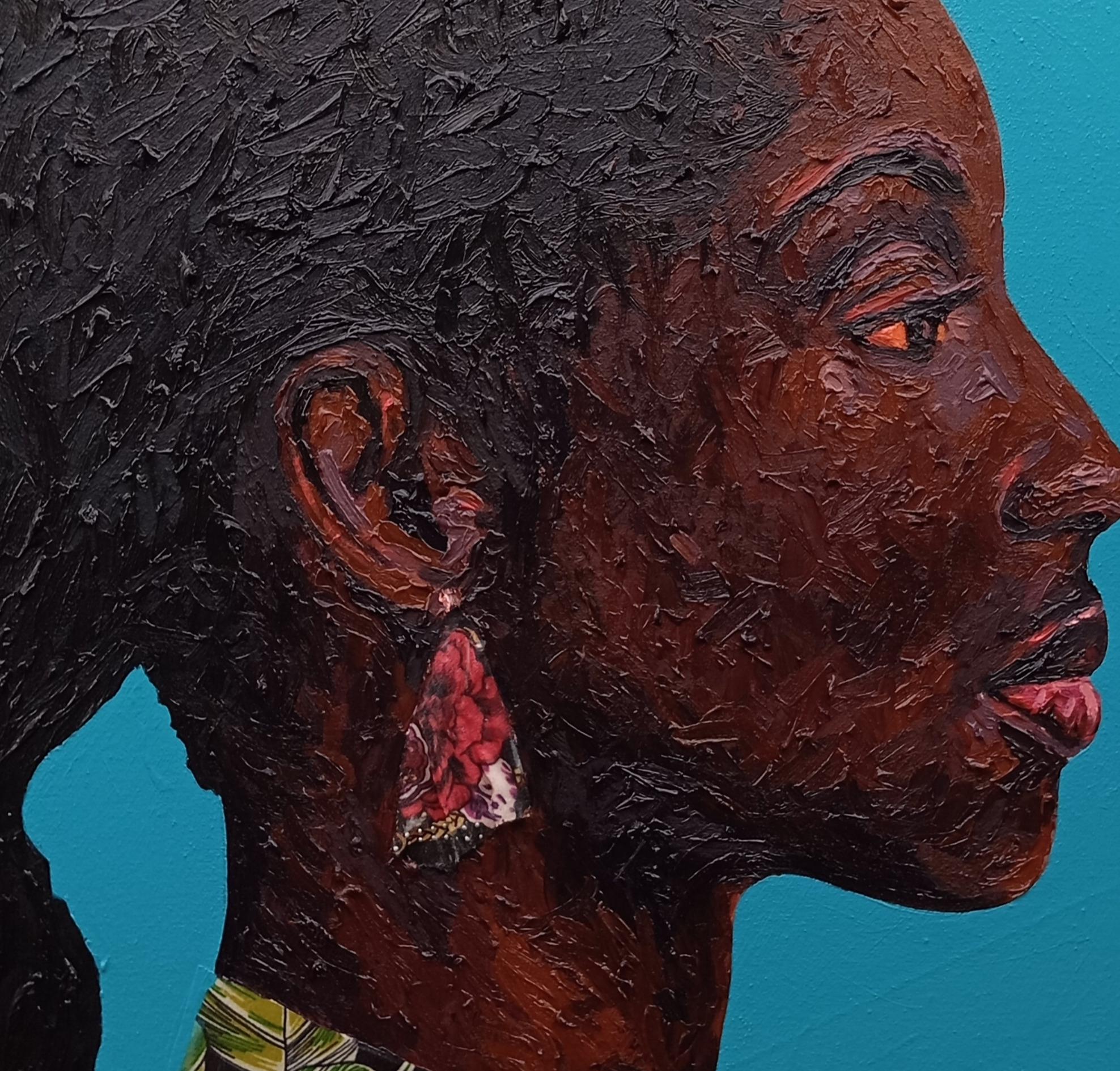 Beyond the Beauty 1 - 21. Jahrhundert, Figurative, Mischtechnik, Öl, Stoffe, Frauen im Angebot 1