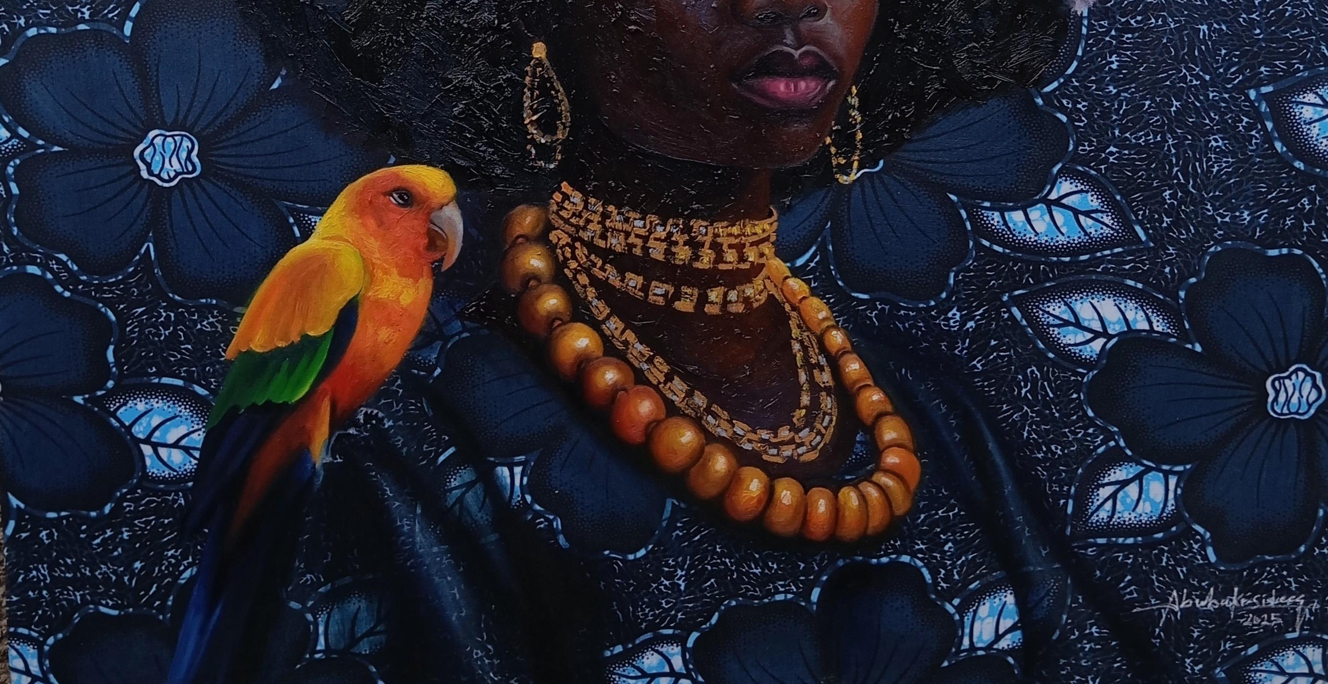 This series, Obinrin (Women): Embodied Bloom, celebrates the strength, grace, and natural regality of the African woman. Intertwining floral symbolism, cultural adornment, and vivid textile patterns, the works portray Black women as living blossoms,