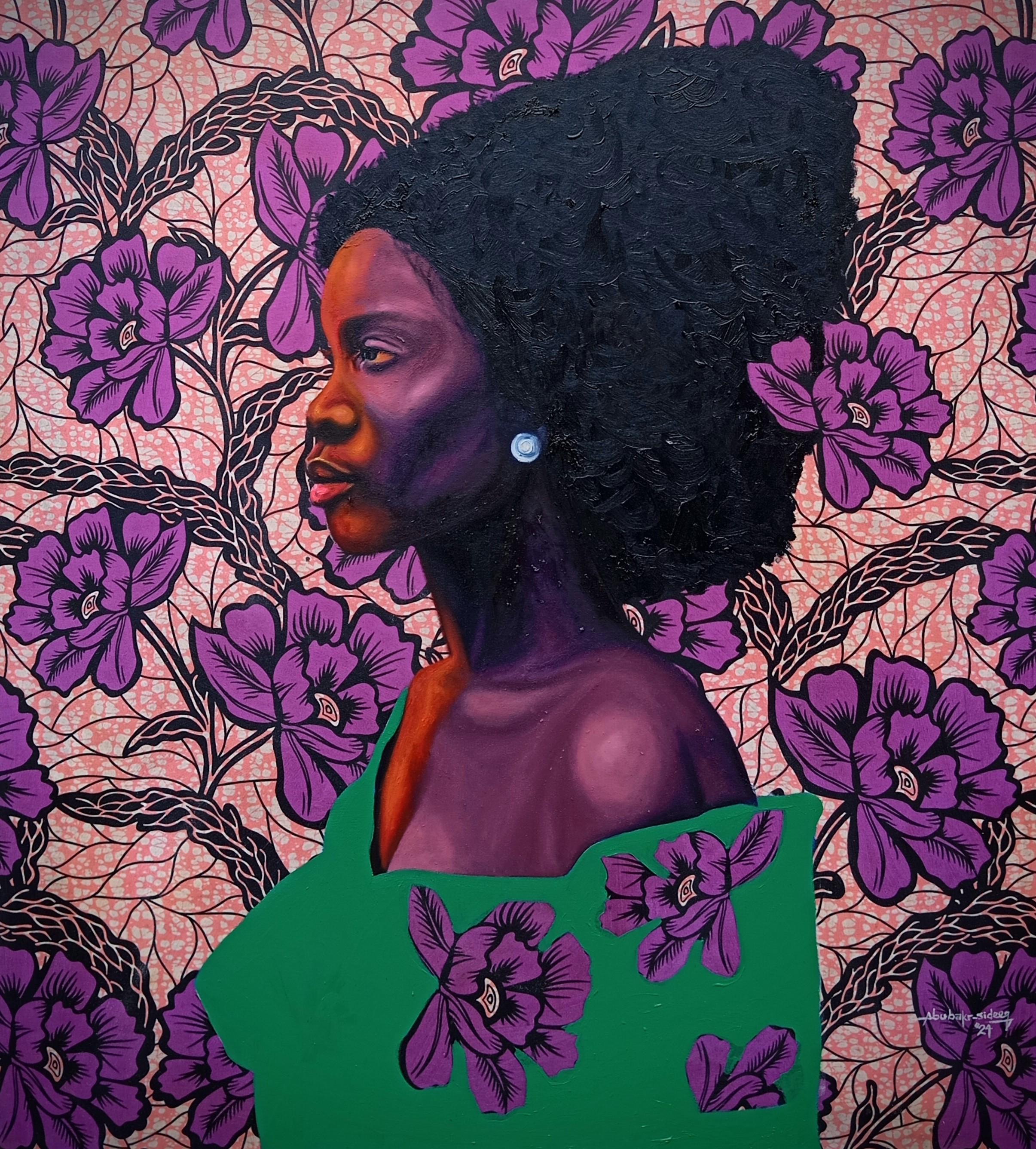 Crown of Glory 3 - Tecnica mista del XXI secolo con olio e tessuti di donne africane