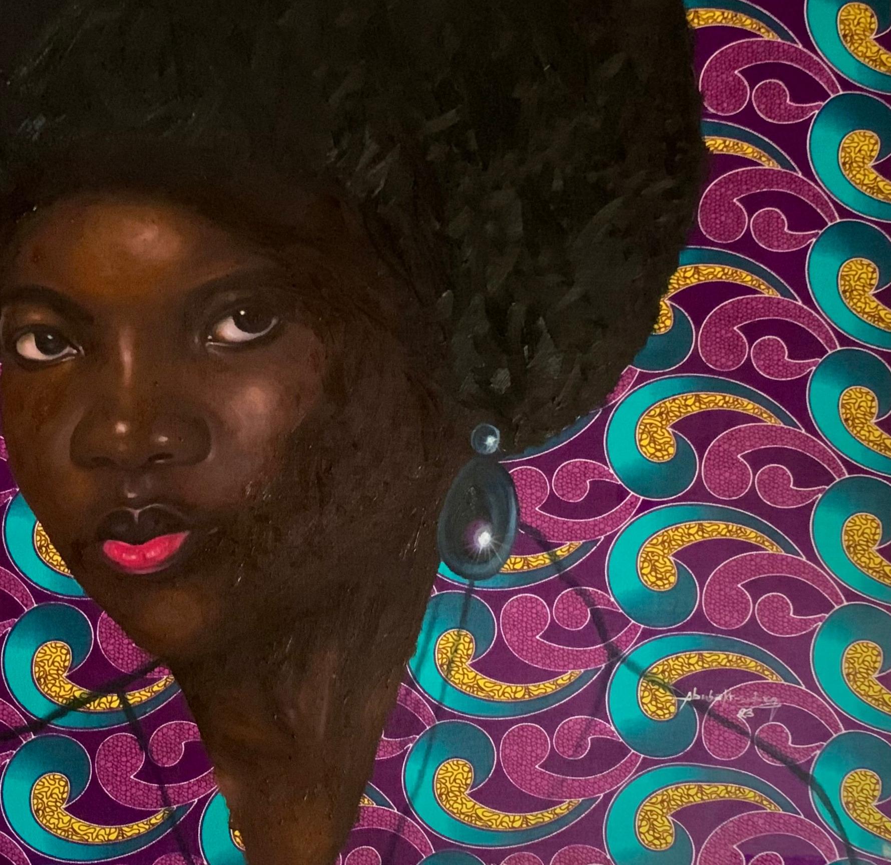 Fierce Fabrication 1 - Noir Figurative Painting par Bakare Abubakri-sideeq Babatunde