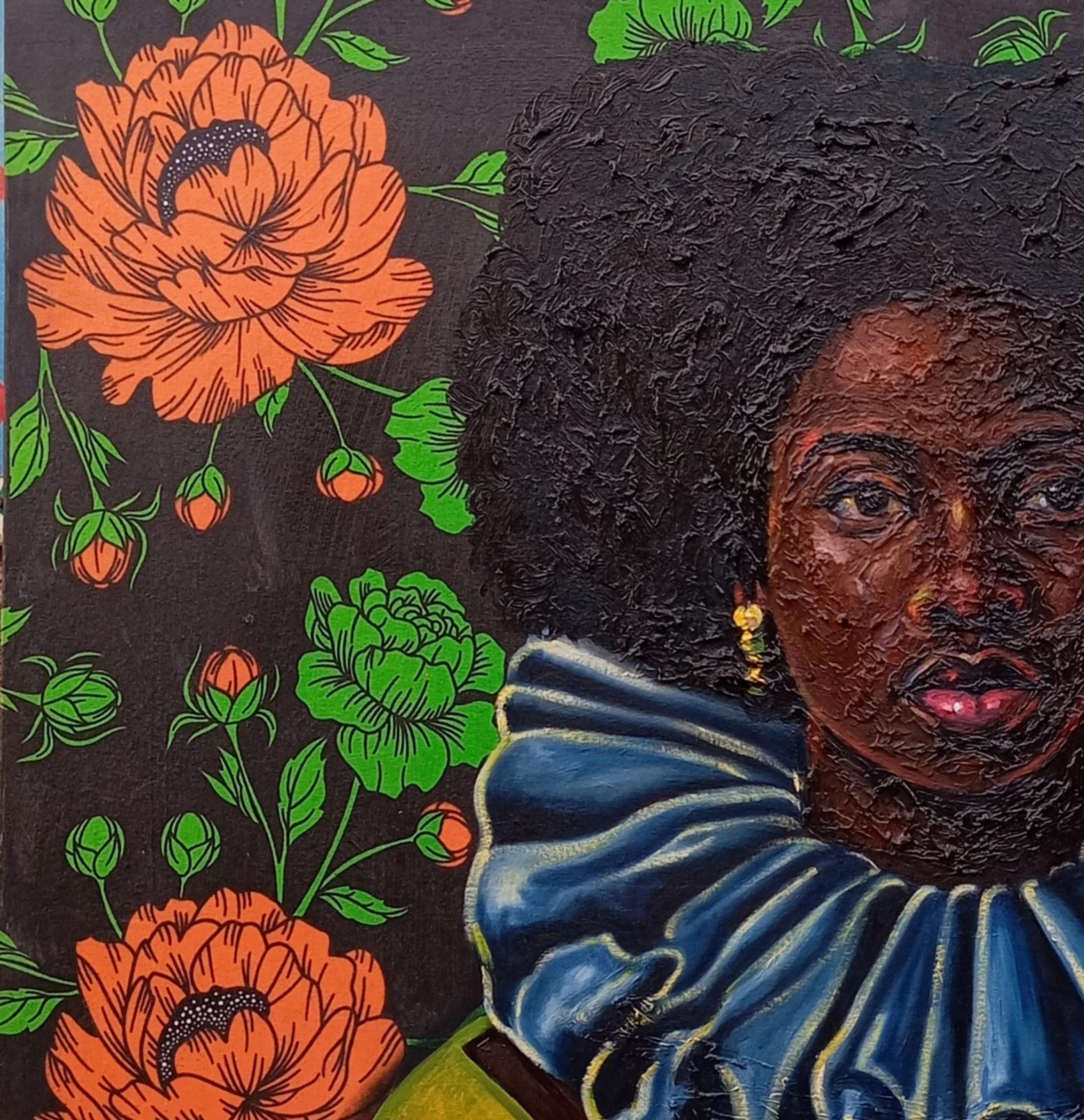 Iya Mi Nikan (Meine einzige Mutter) - 21. Jahrhundert, Figurativ, Mischtechniken, Stoffe – Painting von Bakare Abubakri-sideeq Babatunde