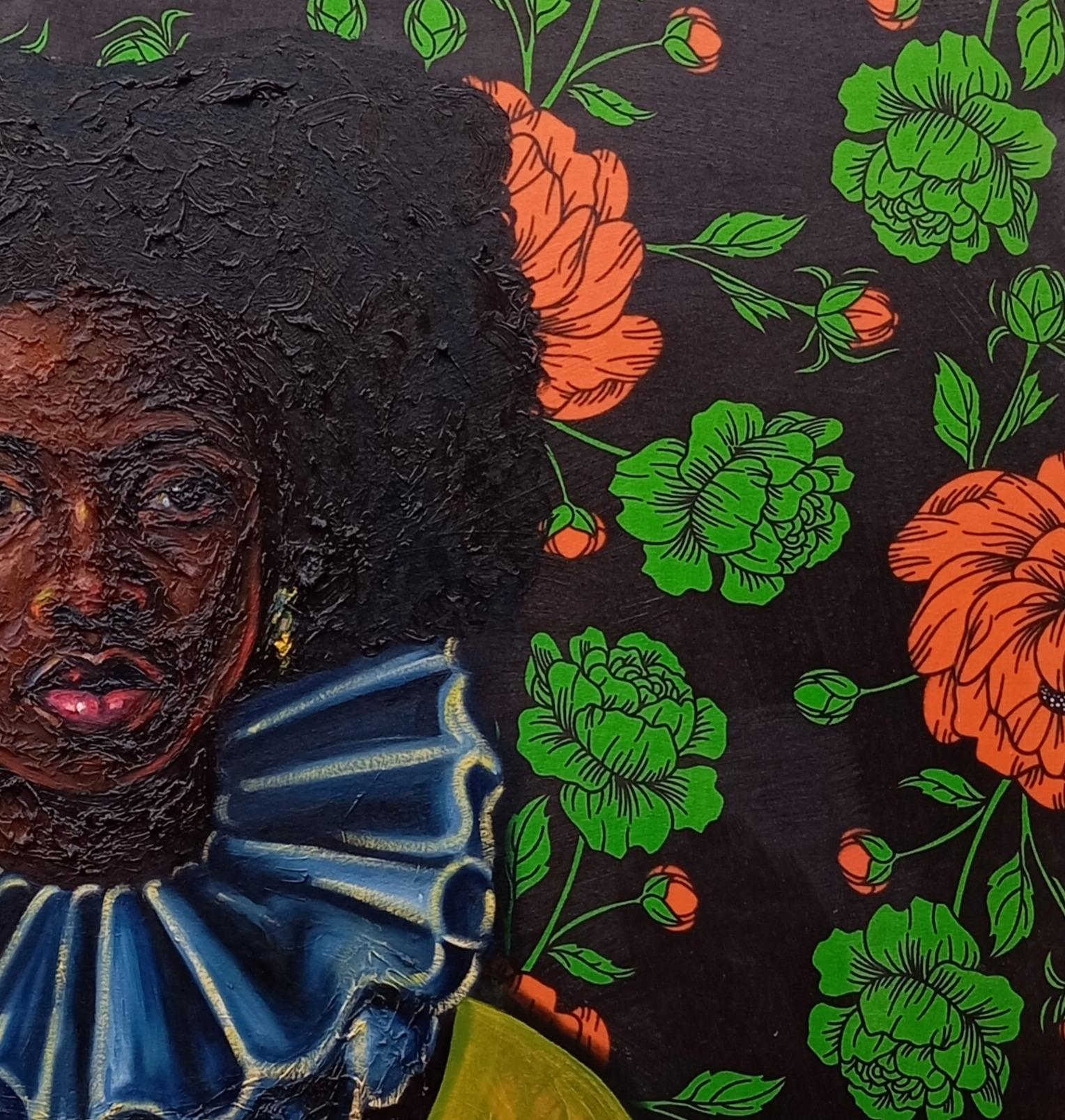 Iya Mi Nikan (Meine einzige Mutter) - 21. Jahrhundert, Figurativ, Mischtechniken, Stoffe (Zeitgenössisch), Painting, von Bakare Abubakri-sideeq Babatunde