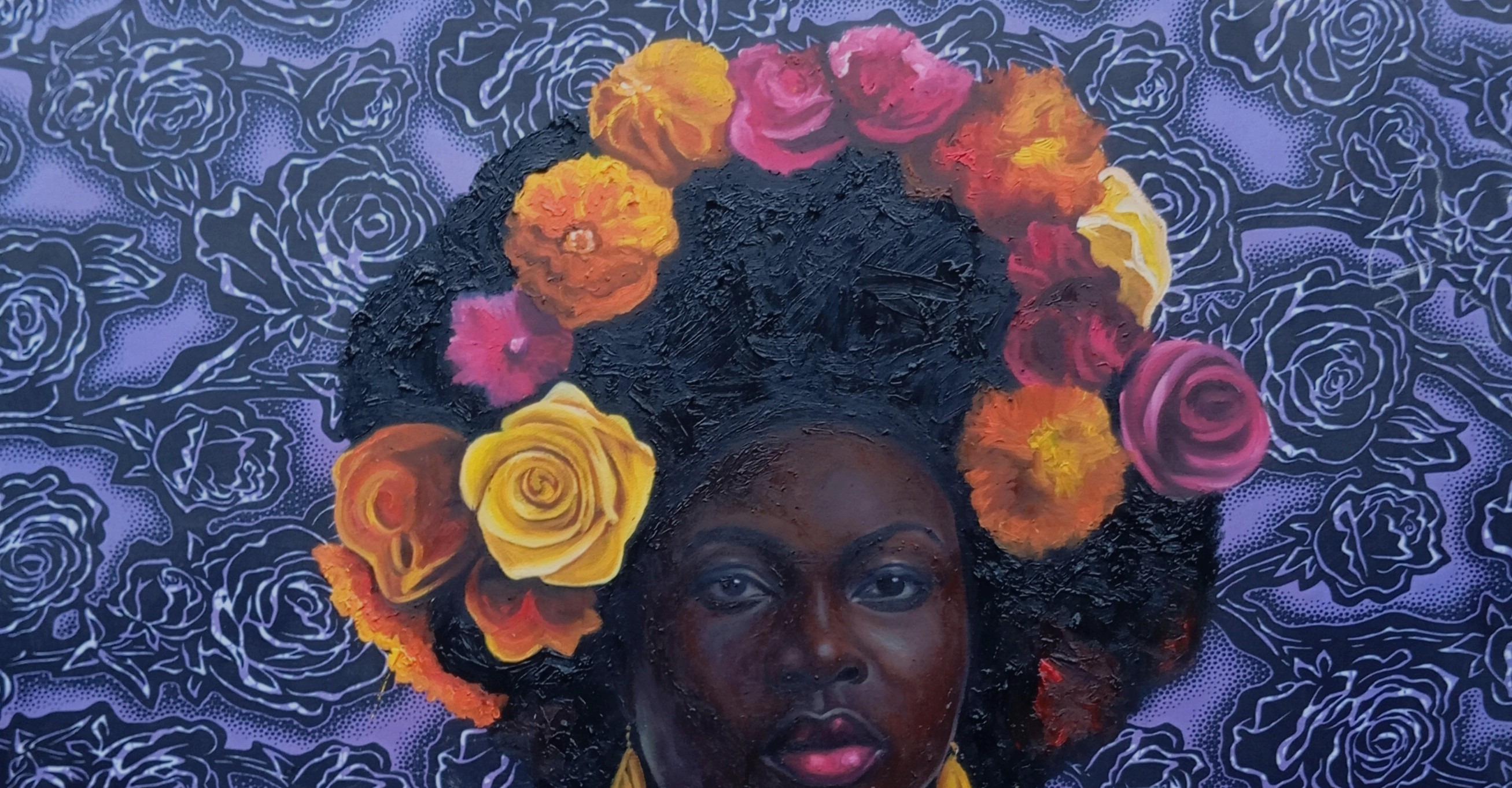 Ode To Her Radiance -21st Century, Figurative Portrait, Mixed Media Africa Women - Painting by Bakare Abubakri-sideeq Babatunde